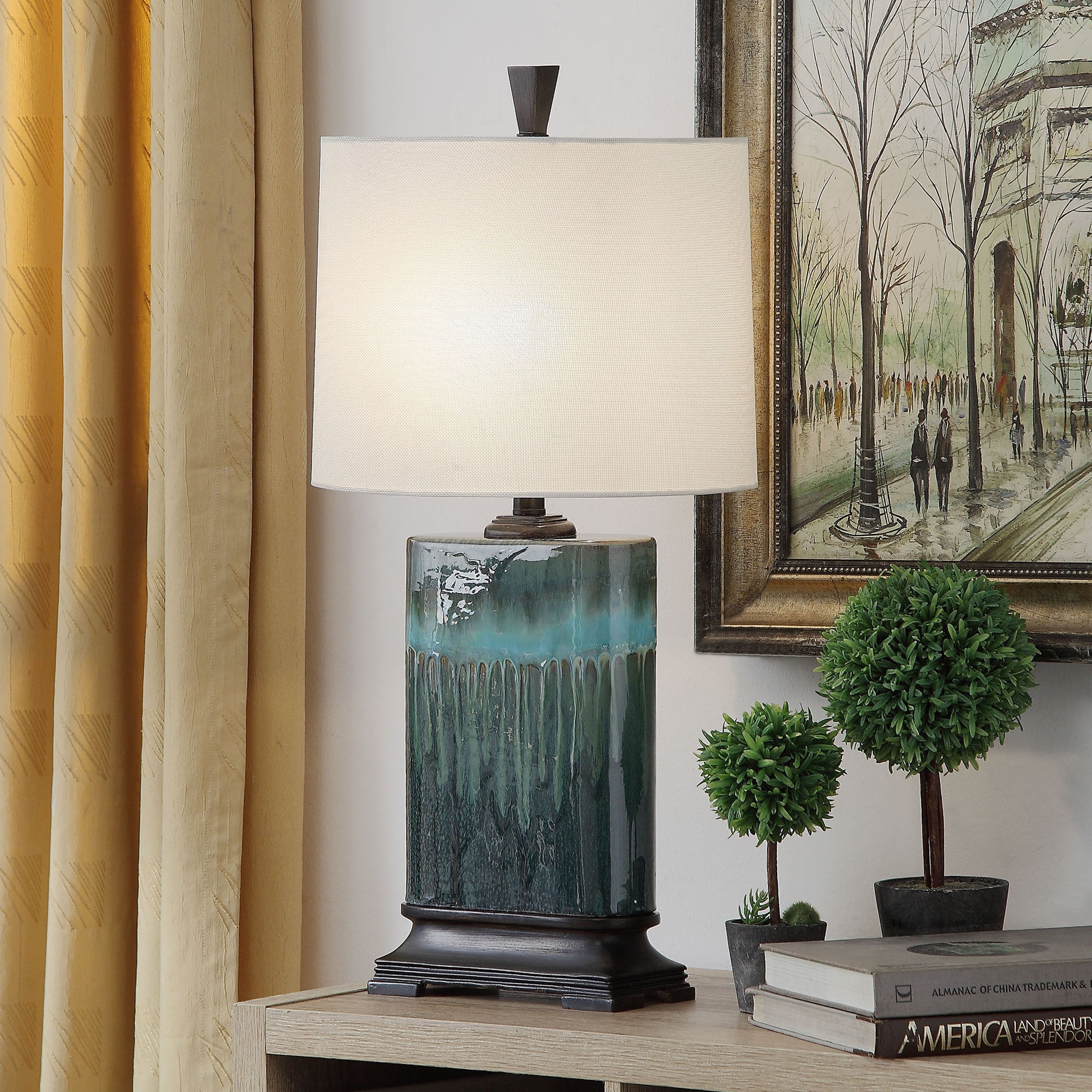 Carolina Ceramic Table Lamp with Multitone Blue Glaze Finish - Mycitystee
