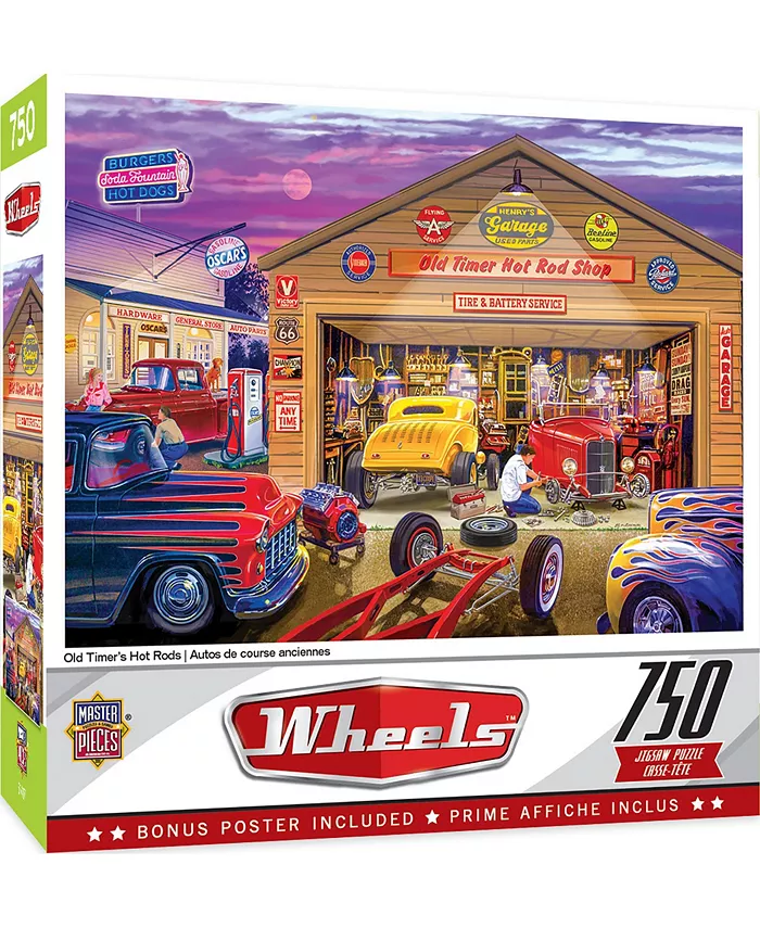MasterPieces Puzzles Wheels - Old Timer's Hot Rods 750 Piece Adult Jigsaw Puzzle - Mycitystee