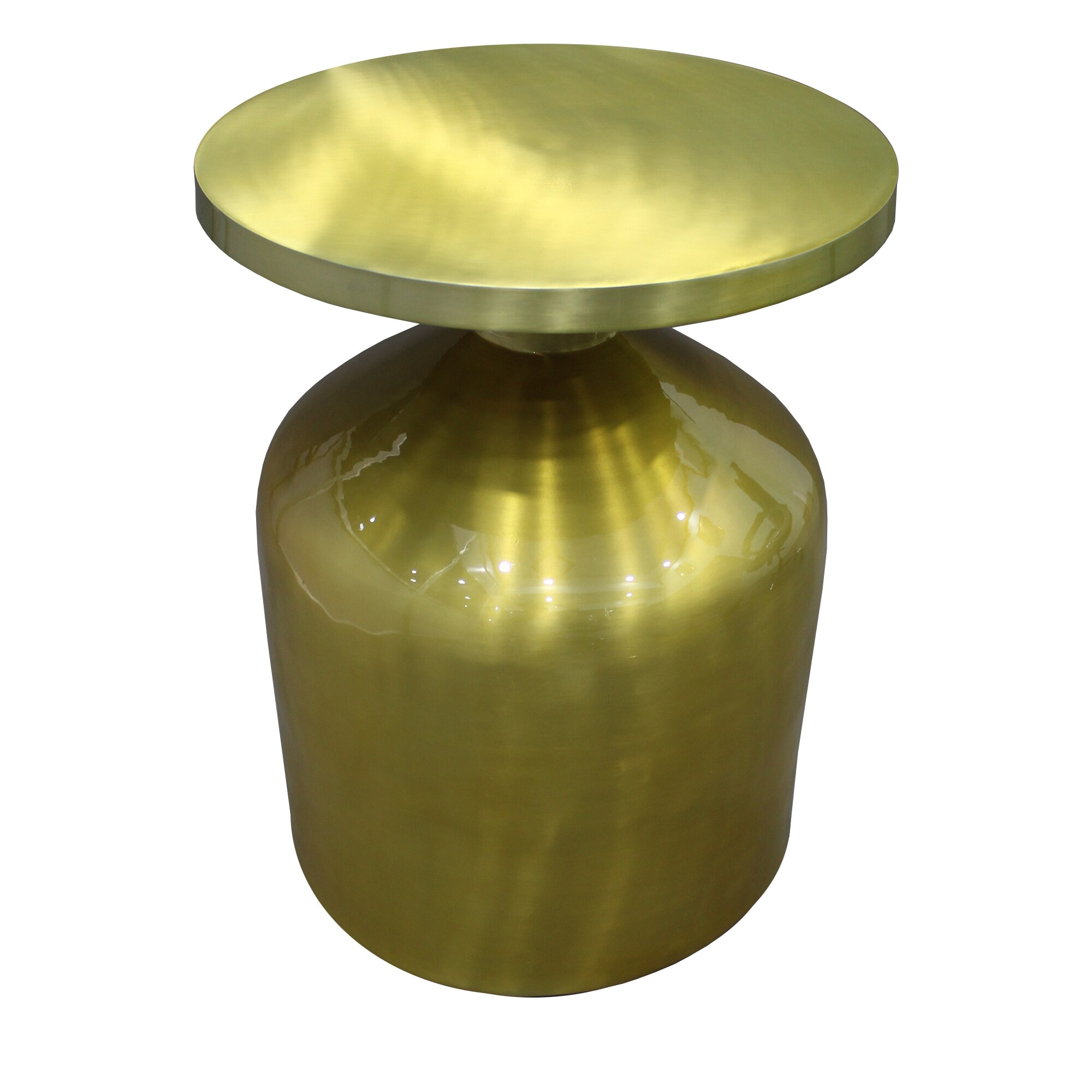 24 Inch Metal Frame End Table with Round to P and Bottle Shape Base for Hallway， Foyer， Den， Bedroom， or Living Room - Mycitystee