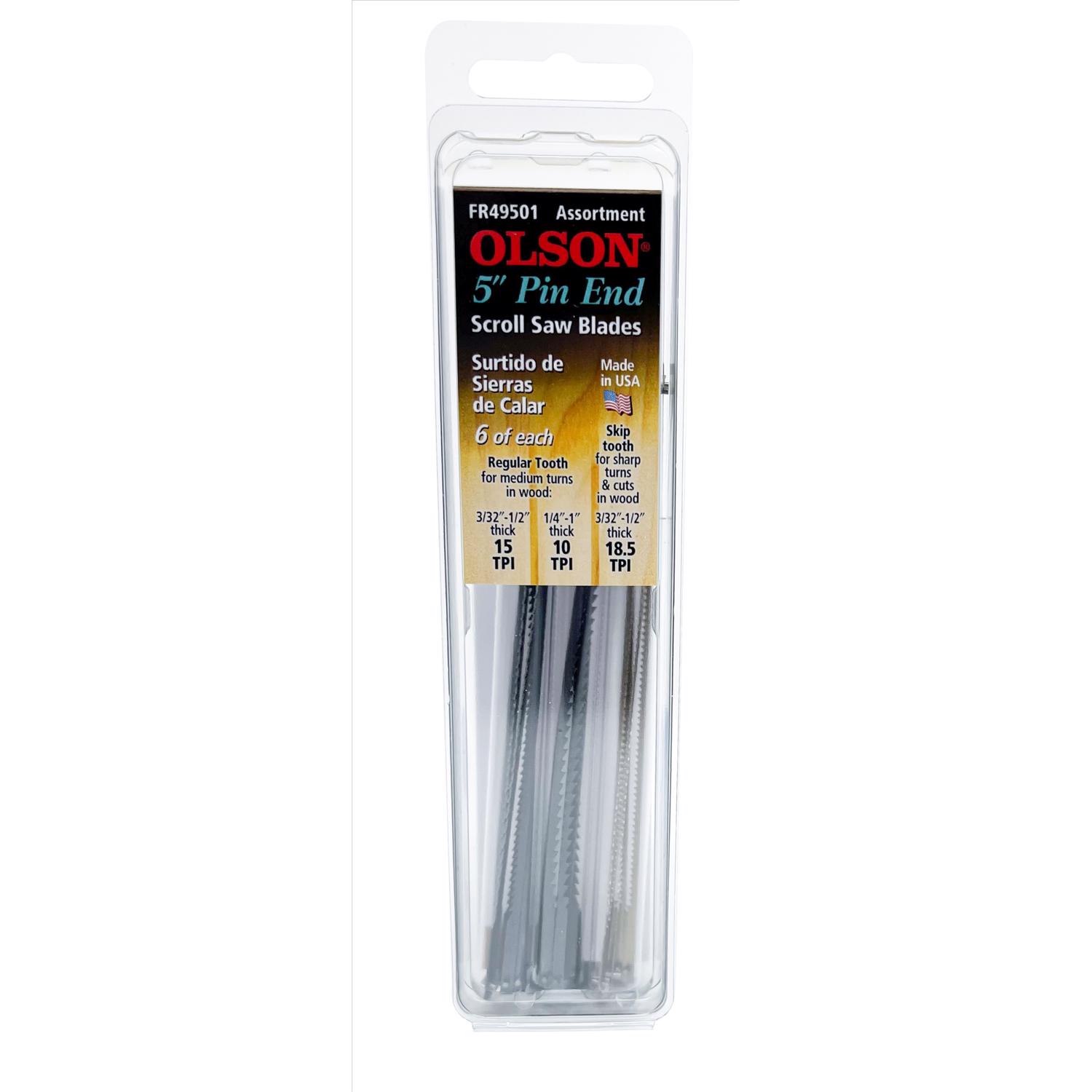 Olson 5 in. Carbon Steel Scroll Saw Blade Set 18.5 TPI 18 pk - Mycitystee