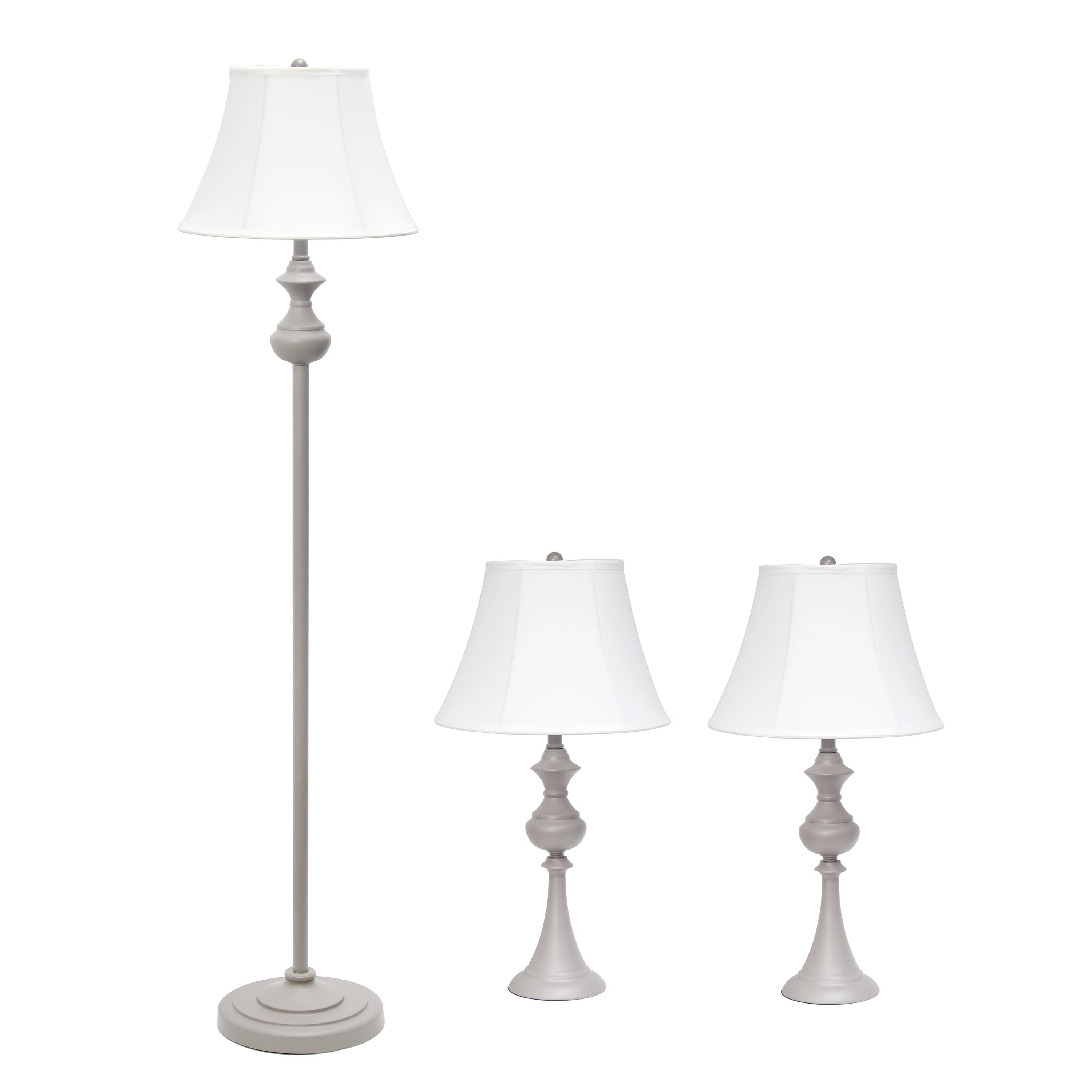 Valletta 3 Piece Metal Lamp Set 2 Table Lamps， 1 Floor Lamp - Mycitystee