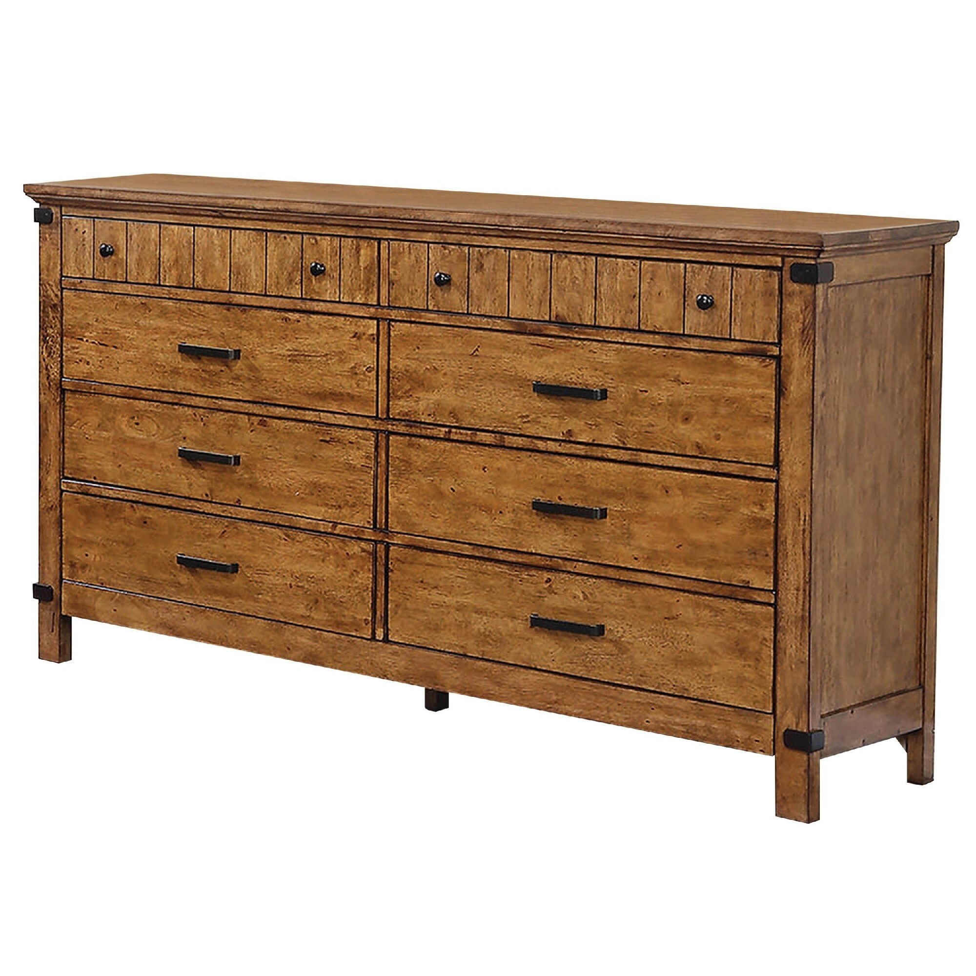 Wooden Dresser with 8 Drawers， Warm Honey Brown - - 23563229 - Mycitystee