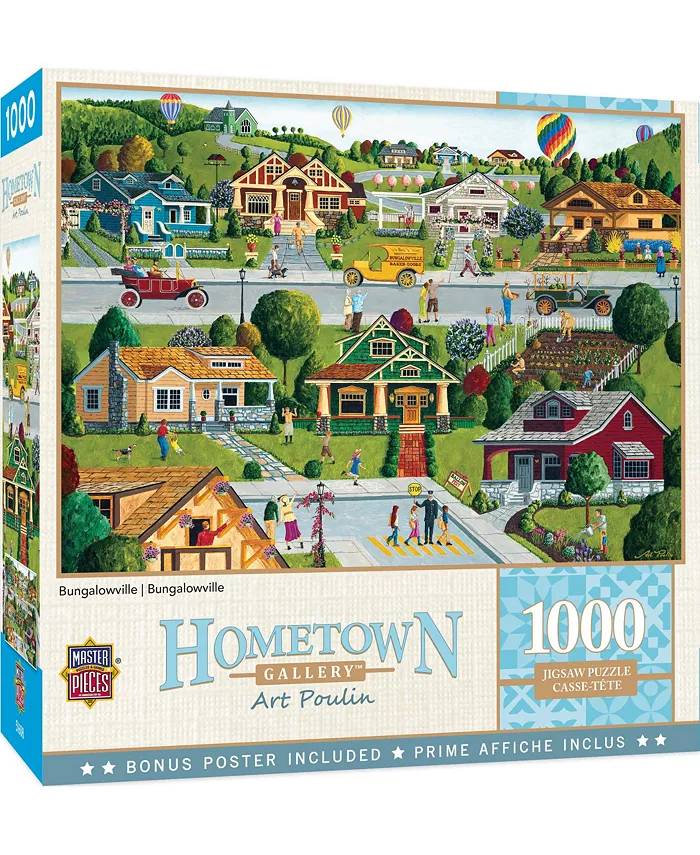 MasterPieces Puzzles Hometown Gallery - Bungalowville 1000 Piece Puzzle By Art Poulin - Mycitystee