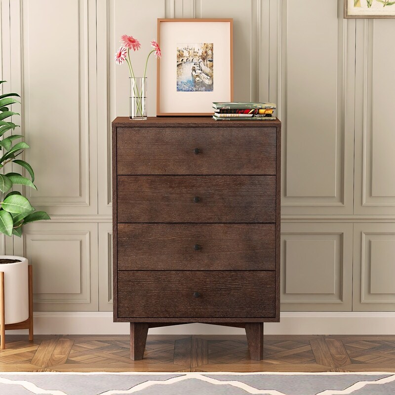 Dresser for Bedroom with 4/5 Drawers， Modern Tall Chest of Drawer Wooden Storage Cabinet Organizer for Bedroom， Living Room - - 37853234 - Mycitystee