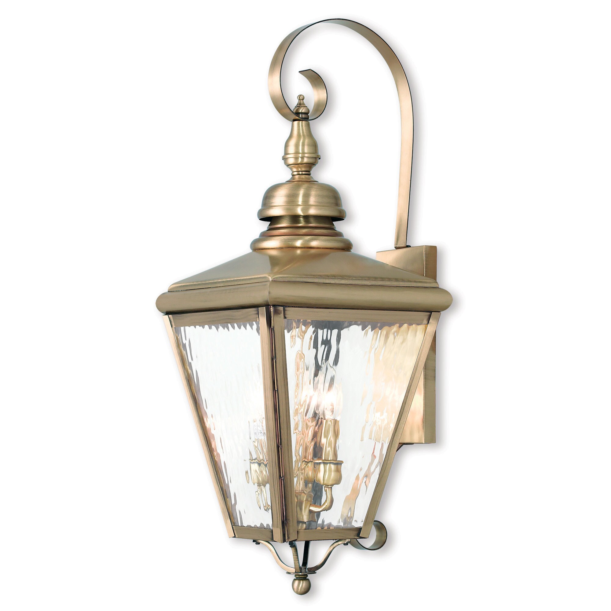 Livex Lighting Cambridge Antique Brass 3-light Outdoor Lantern Shopping - The Best Deals on Outdoor Wall Lanterns | 21168251 - Mycitystee