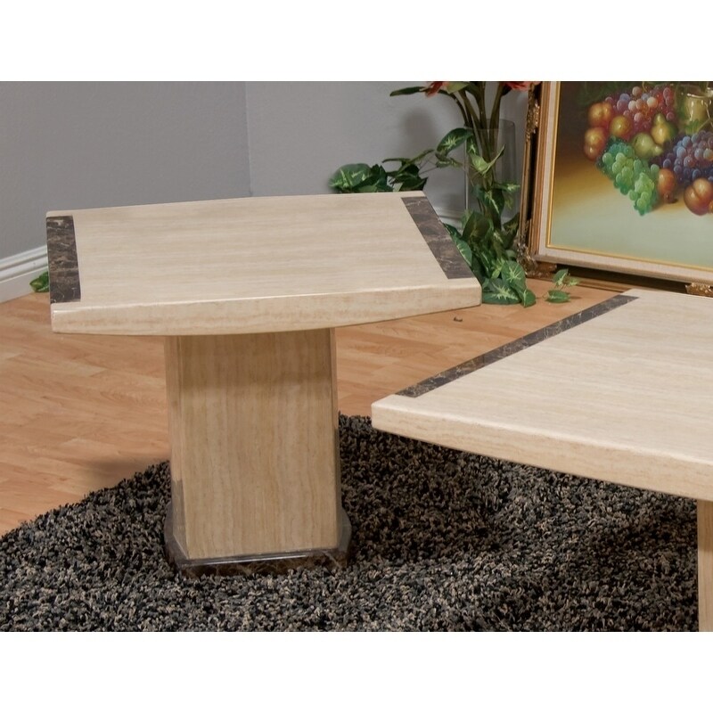 Best Master Furniture Beige / Brown Marble End Table - Mycitystee