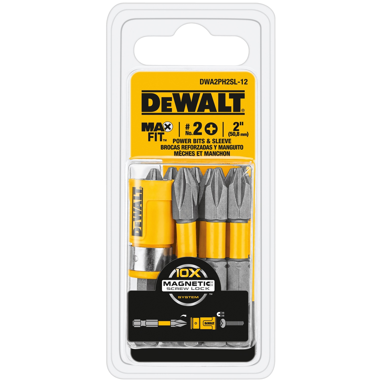 DeWalt Max Fit Phillips #2 X 2 in. L Power Bit and Sleeve Set S2 Tool Steel 12 pc - Mycitystee