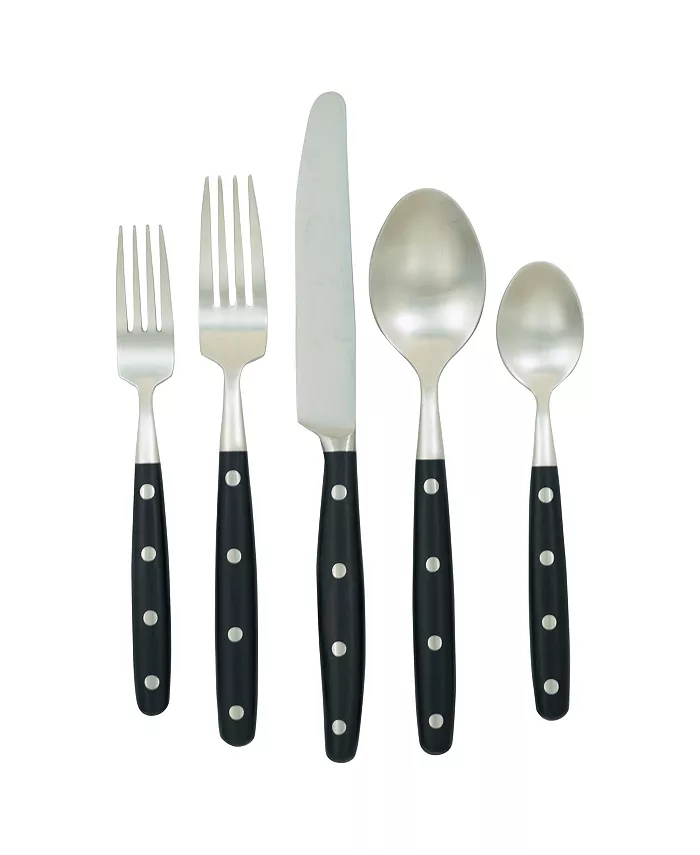 Ginkgo Lyon Ebony Flatware 20 Piece Set， Service for 4 - Mycitystee