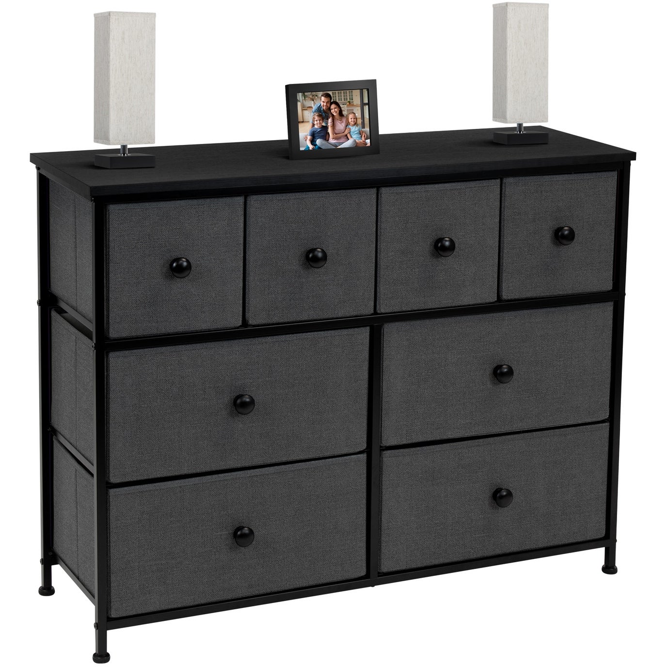 Dresser w/ 8 Drawers - Furniture Storage Chest Tower Unit for Bedroom (Black) - - 35443630 - Mycitystee