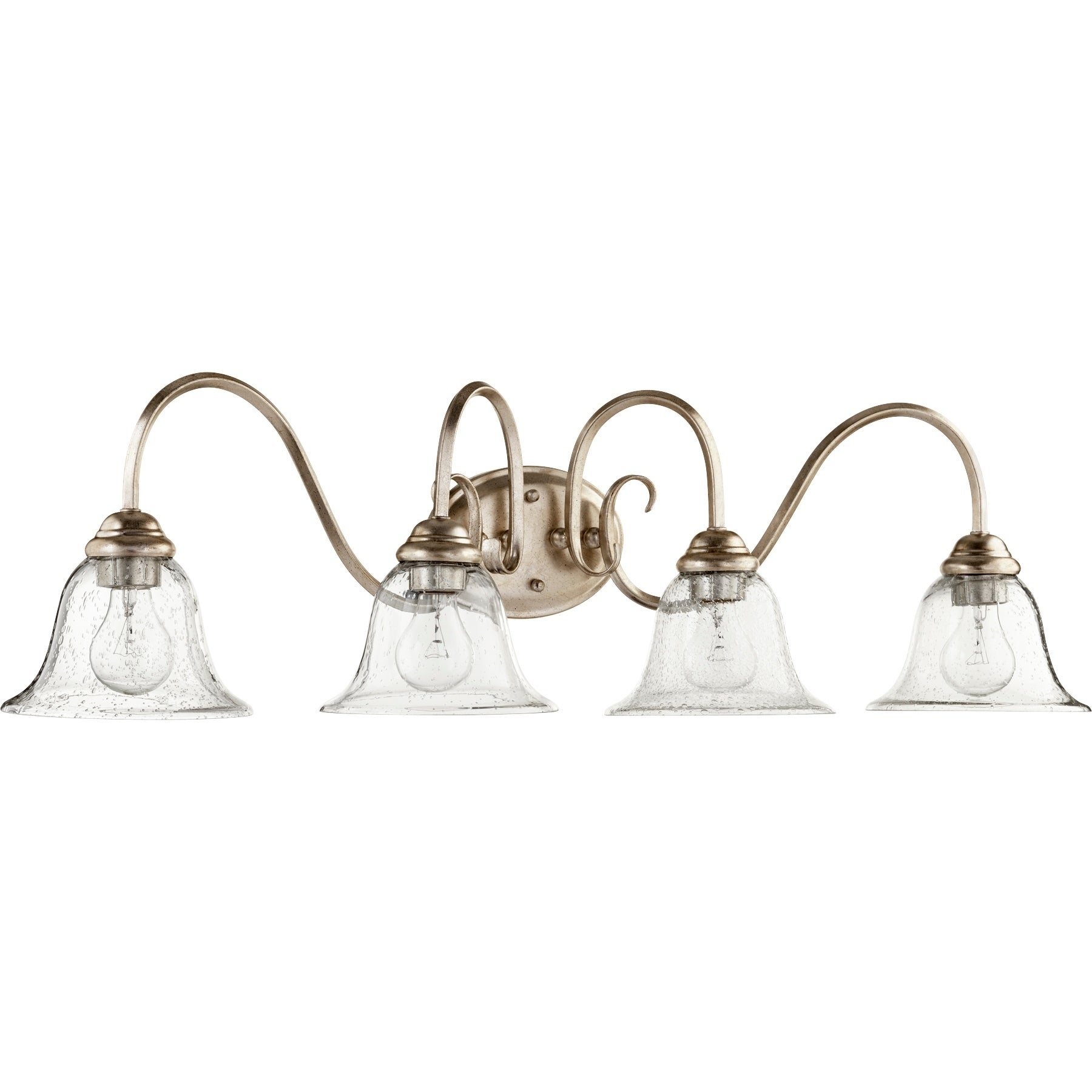 Spencer Aged Silver Leaf and Clear Seeded 4-light Vanity Lighting - Mycitystee