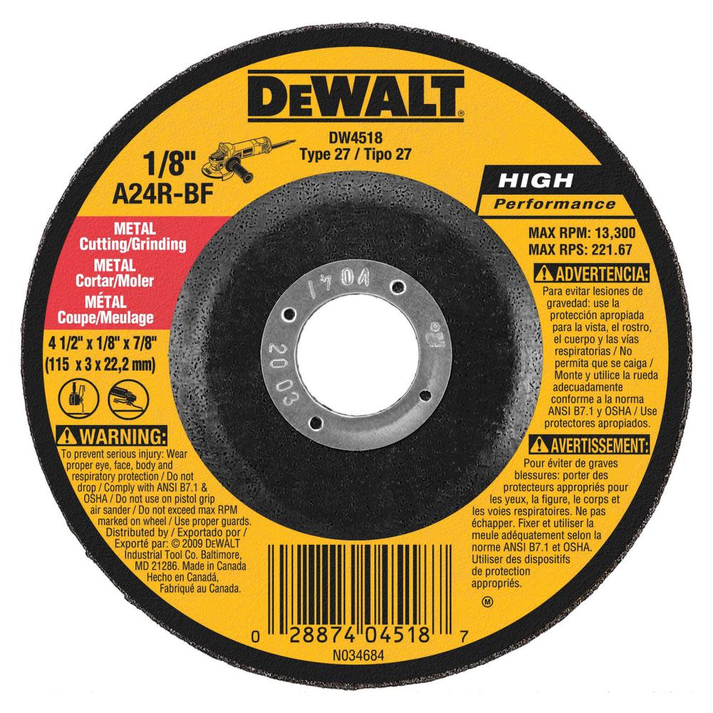 DEWALT 4-in x 1/8-in x 7/8-in Metal Wheel DW4518 from DEWALT - Mycitystee