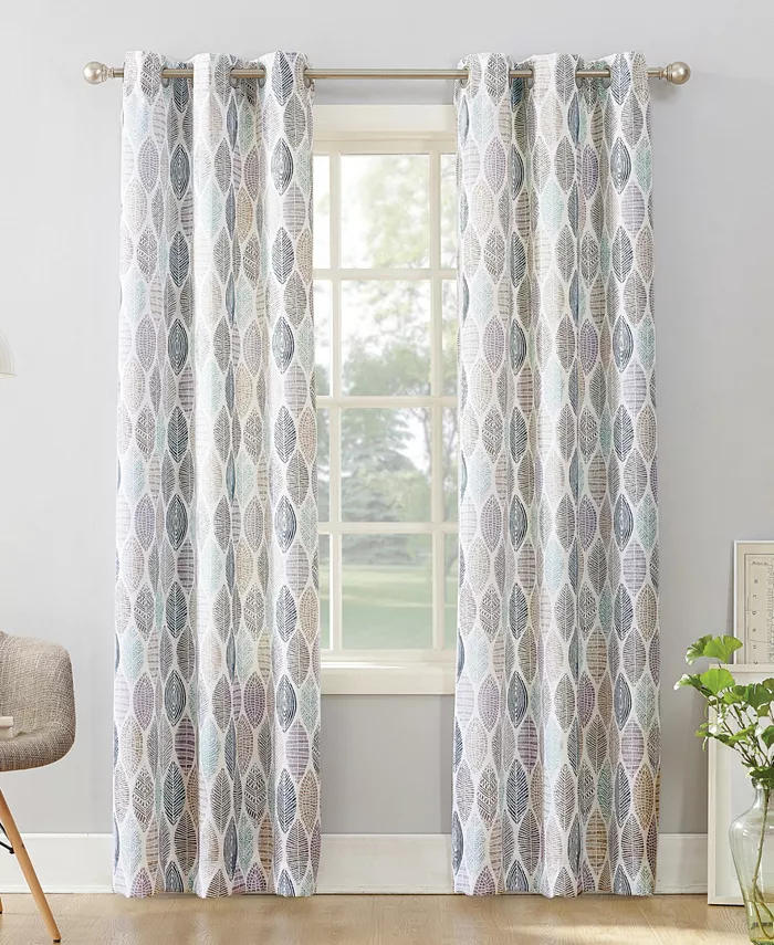 No. 918 Mikko Leaf Print Semi-Sheer Grommet Curtain Panel， 40