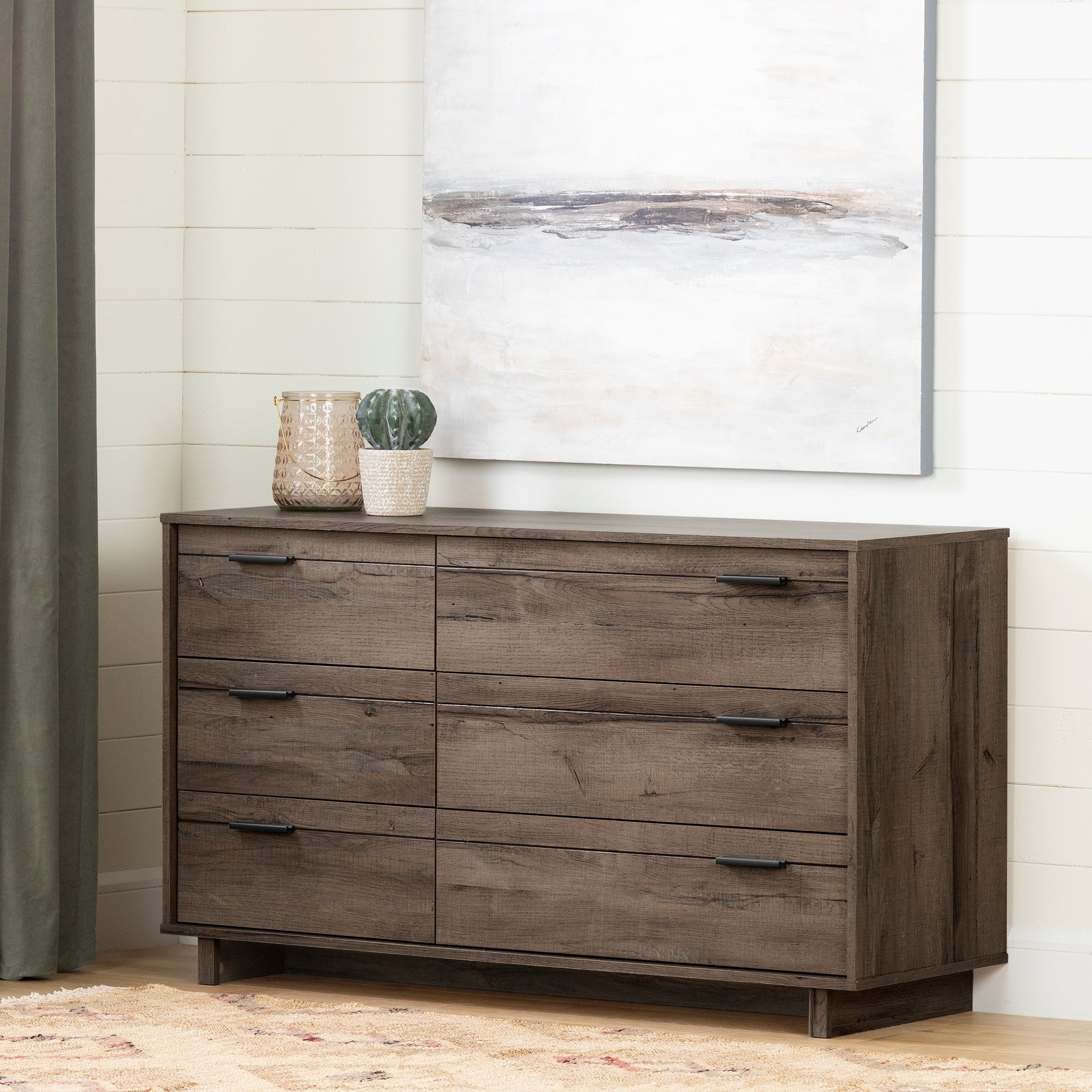 Fynn 6-Drawer Double Dresser， Fall Oak - - 36139319 - Mycitystee