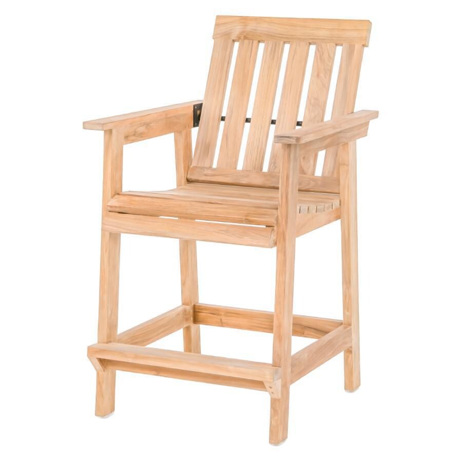 Signature Sabine Landing Teak Patio Reclining Bar Stool - Mycitystee