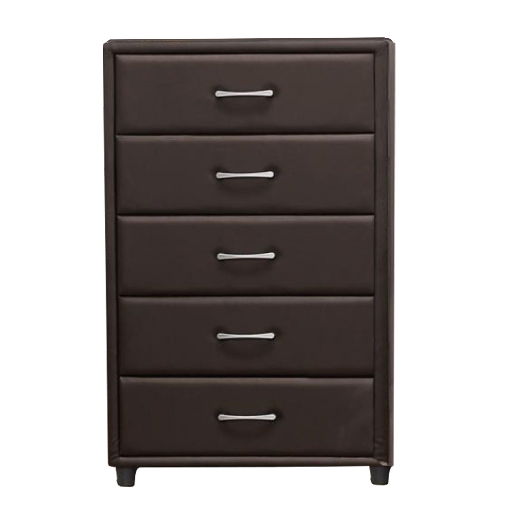 5 Drawer Chest In Wood And PVC， Brown - - 23467575 - Mycitystee