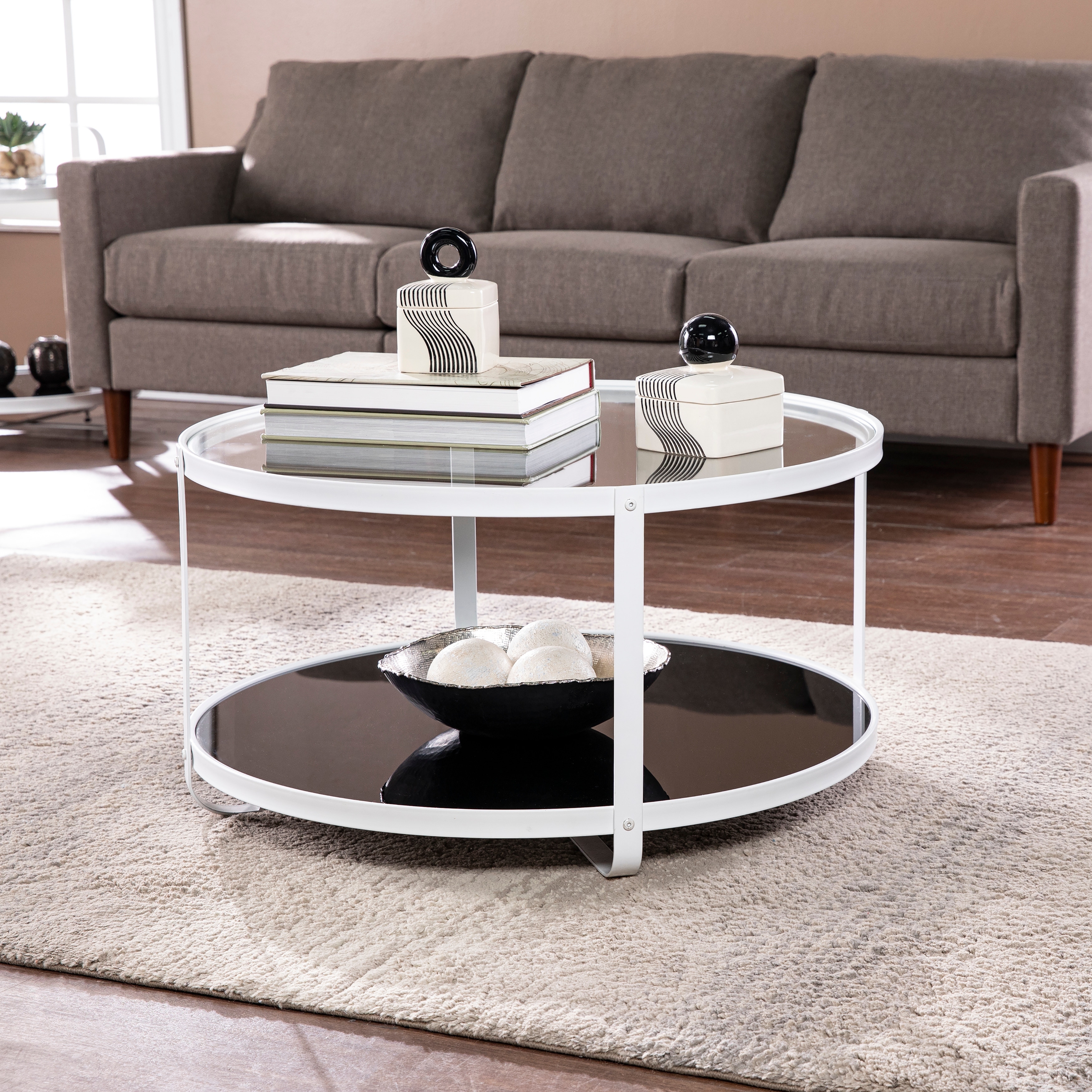 SEI Furniture Valerio Contemporary White Glass Coffee Table - Mycitystee