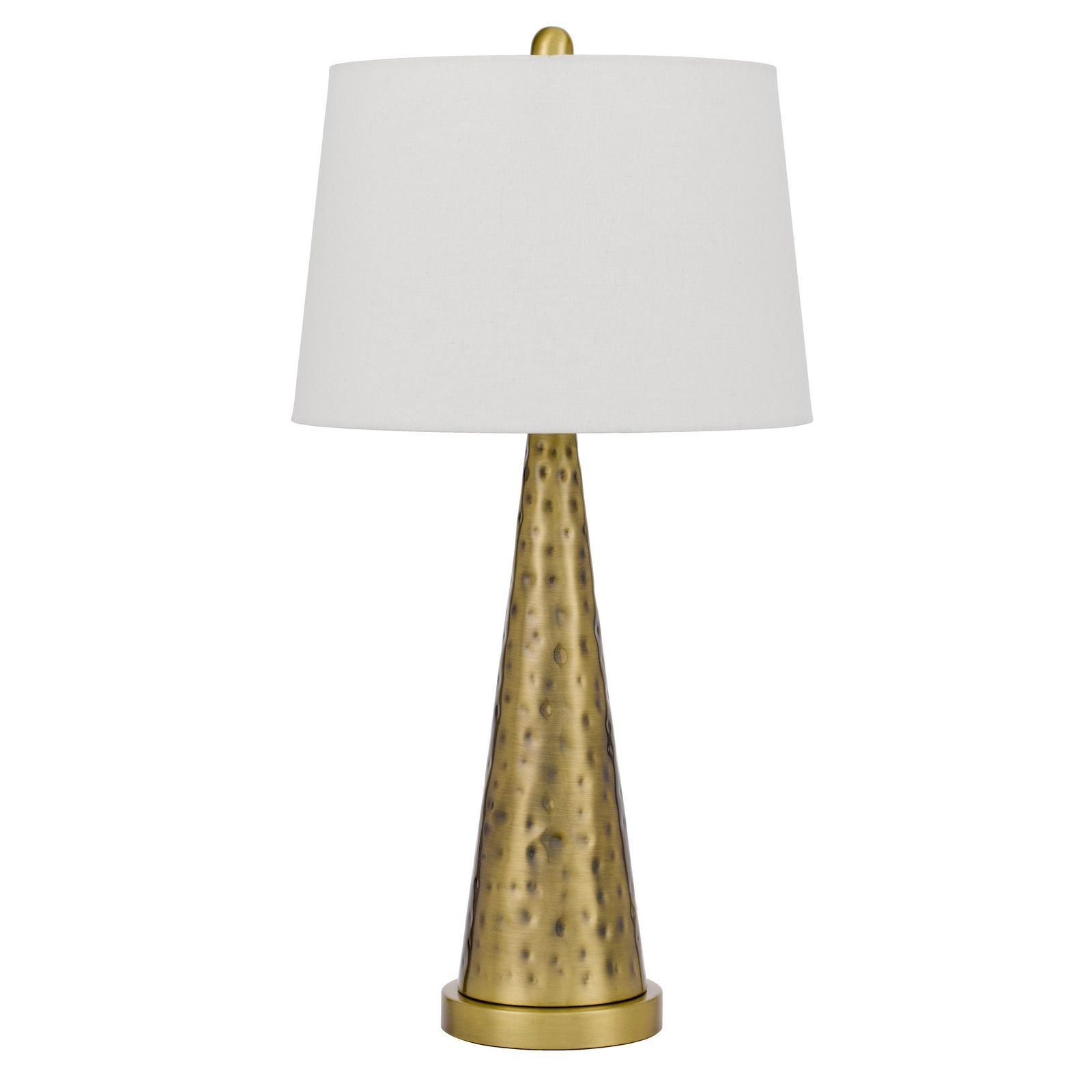 27 Inch Table Lamp with Metal Cone Hammered Brass Base - Mycitystee