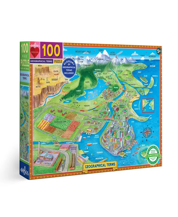 Eeboo Geographical Terms 100 Piece Puzzle Set - Mycitystee