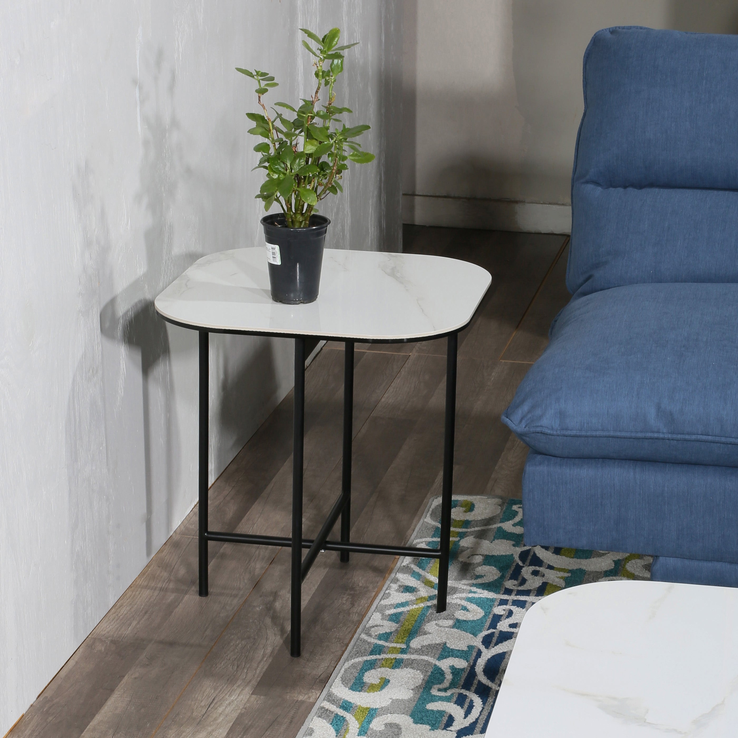 Square Ceramic Tile End Table - Black/White - 19.69*19.69*21.65 inches - Mycitystee