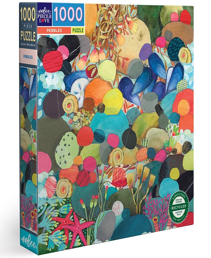 Eeboo Piece And Love Pebbles 1000 Piece Square Adult Jigsaw Puzzle Set， Ages 14 years and up - Mycitystee