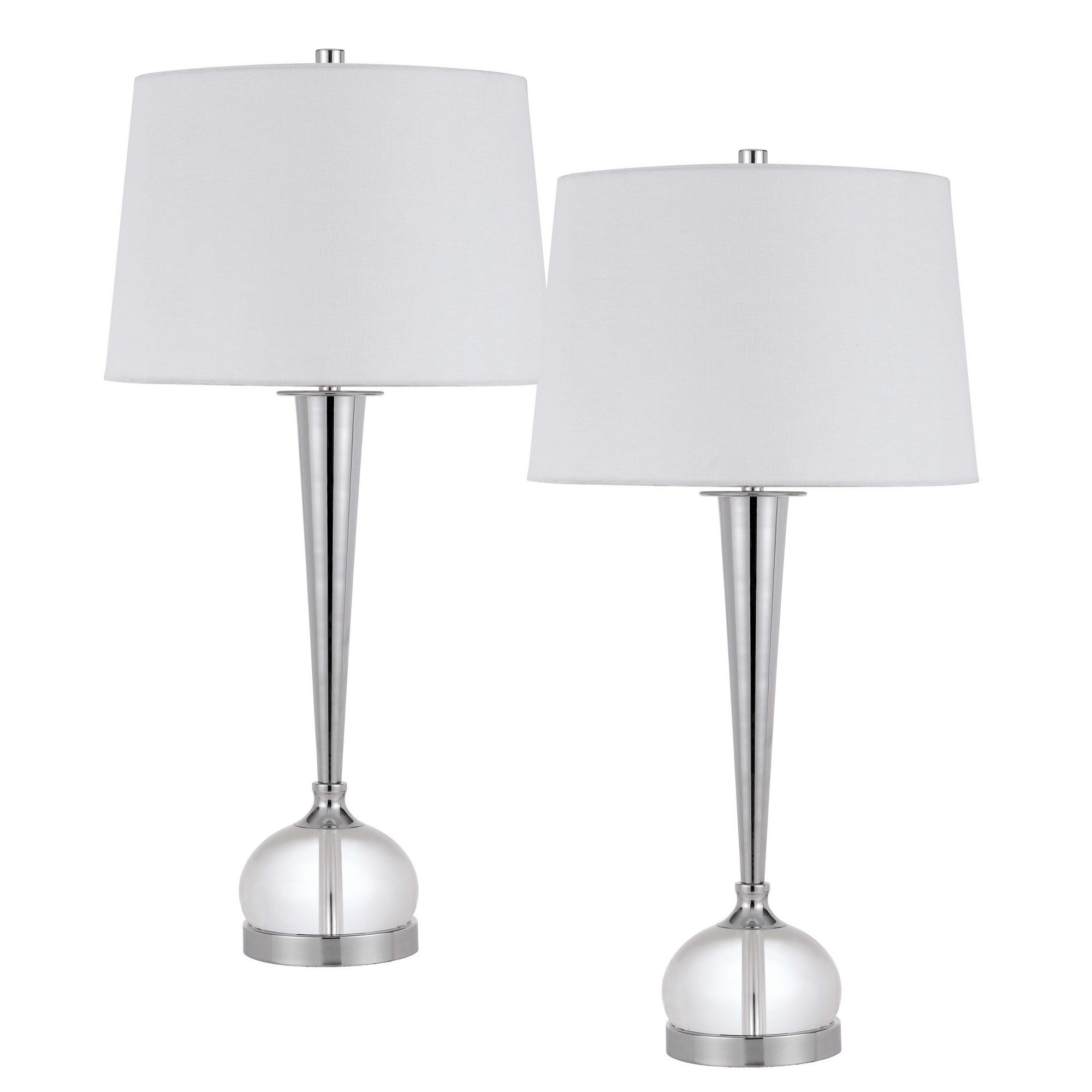Table Lamp with Crystal Accent， Set of 2， White and Clear - Mycitystee