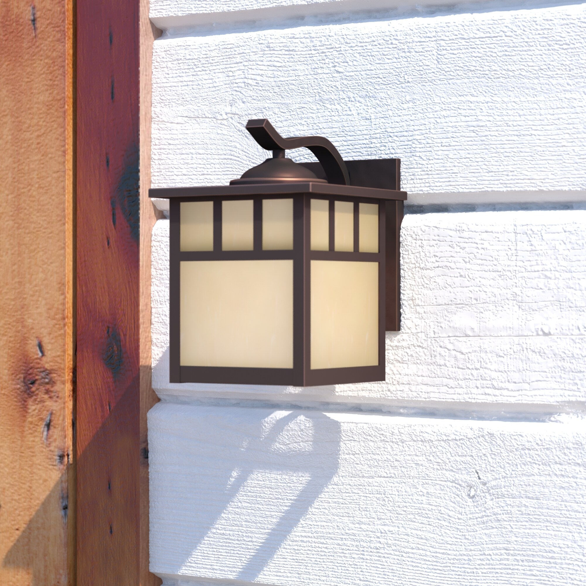 Mission 1 Light Bronze Rectangle Outdoor Wall Lantern Honey Glass - 7.25-in W x 10.25-in H x 9-in D - Mycitystee