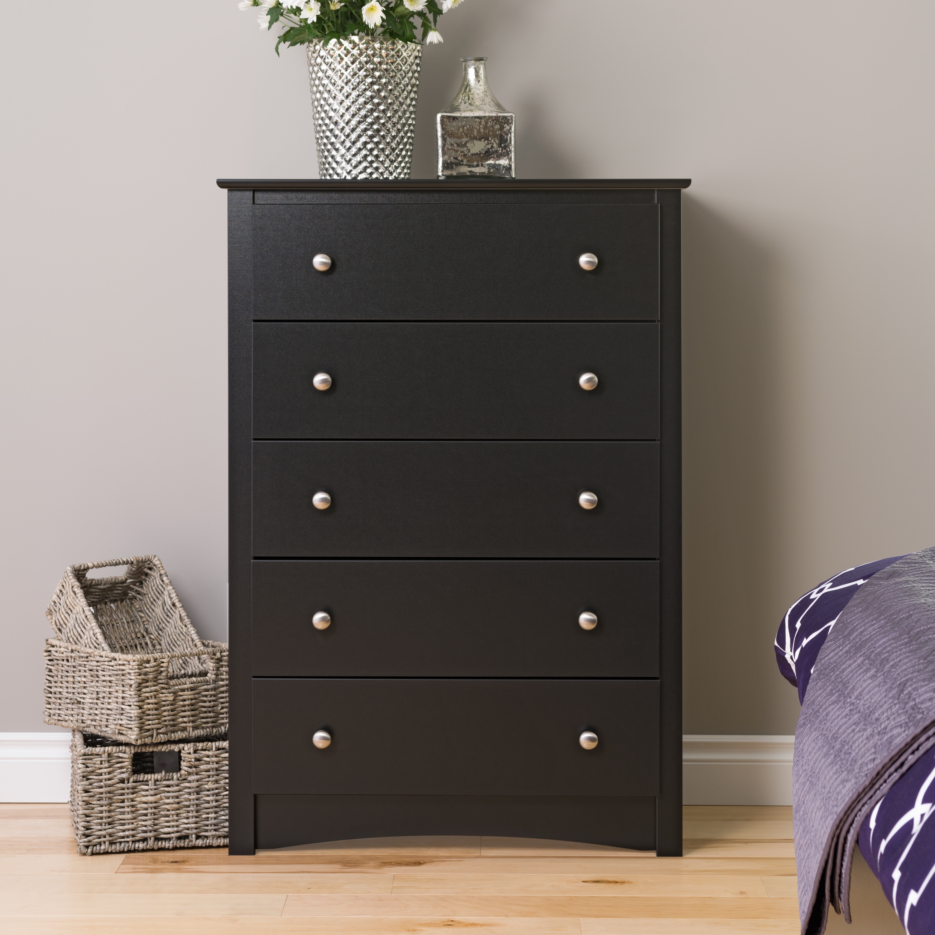 Sonoma Transitional Black Laminate 5-drawer Chest - - 19856335 - Mycitystee