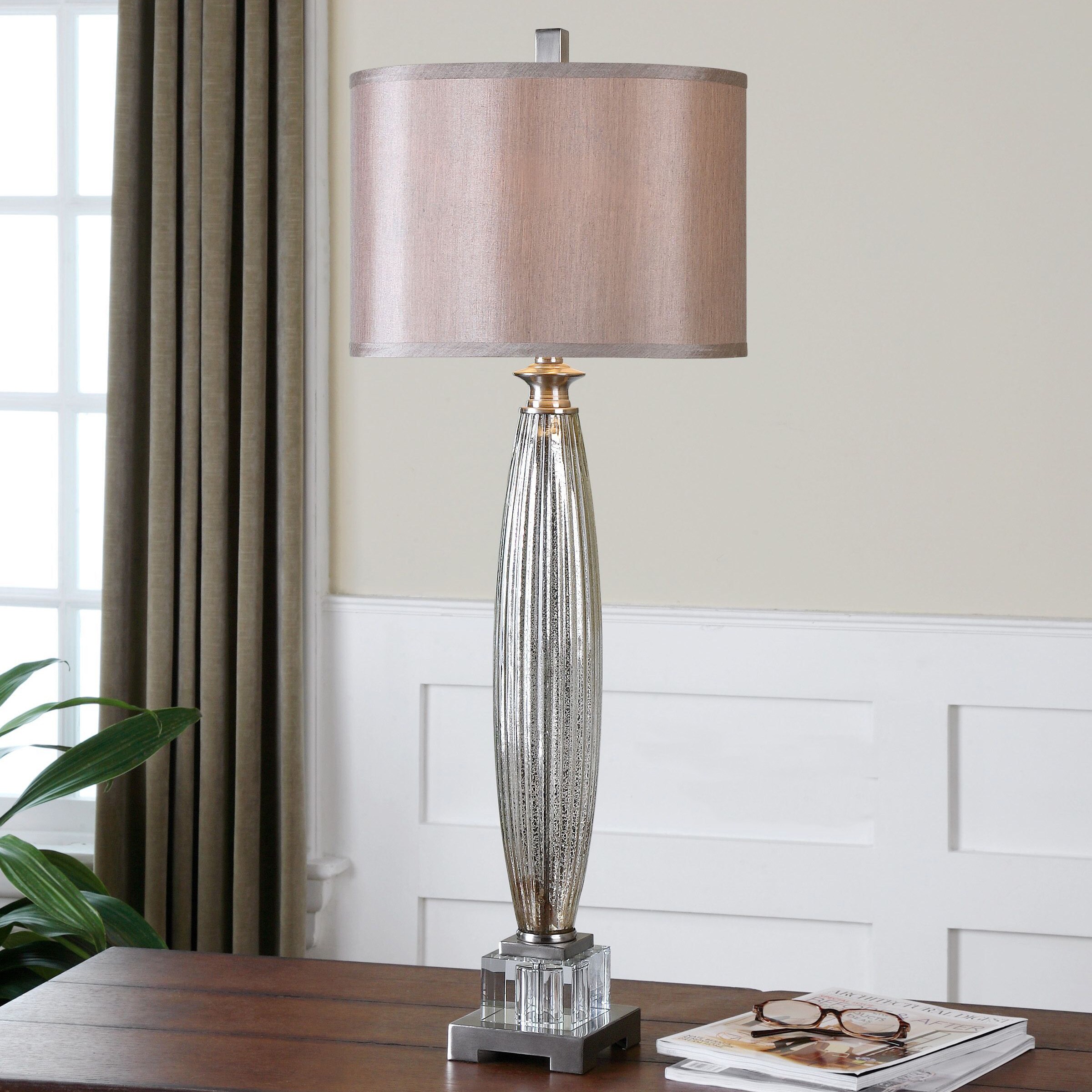 Uttermost Loredo Mottled Grey Glass Table Lamp - Mycitystee