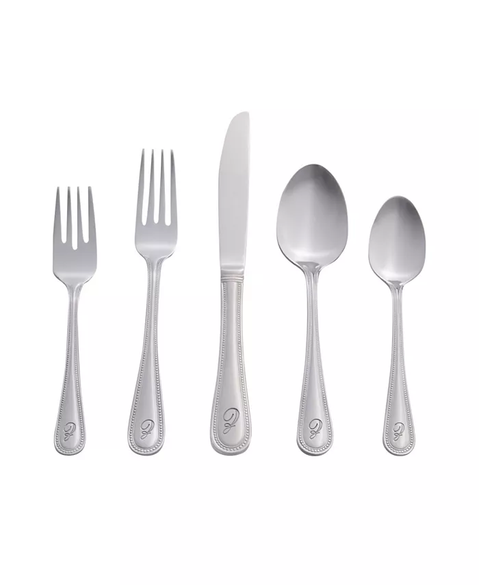 RiverRidge Home Riverridge Beaded 46 Piece Monogrammed Flatware Set - Z， Service for 8 - Mycitystee