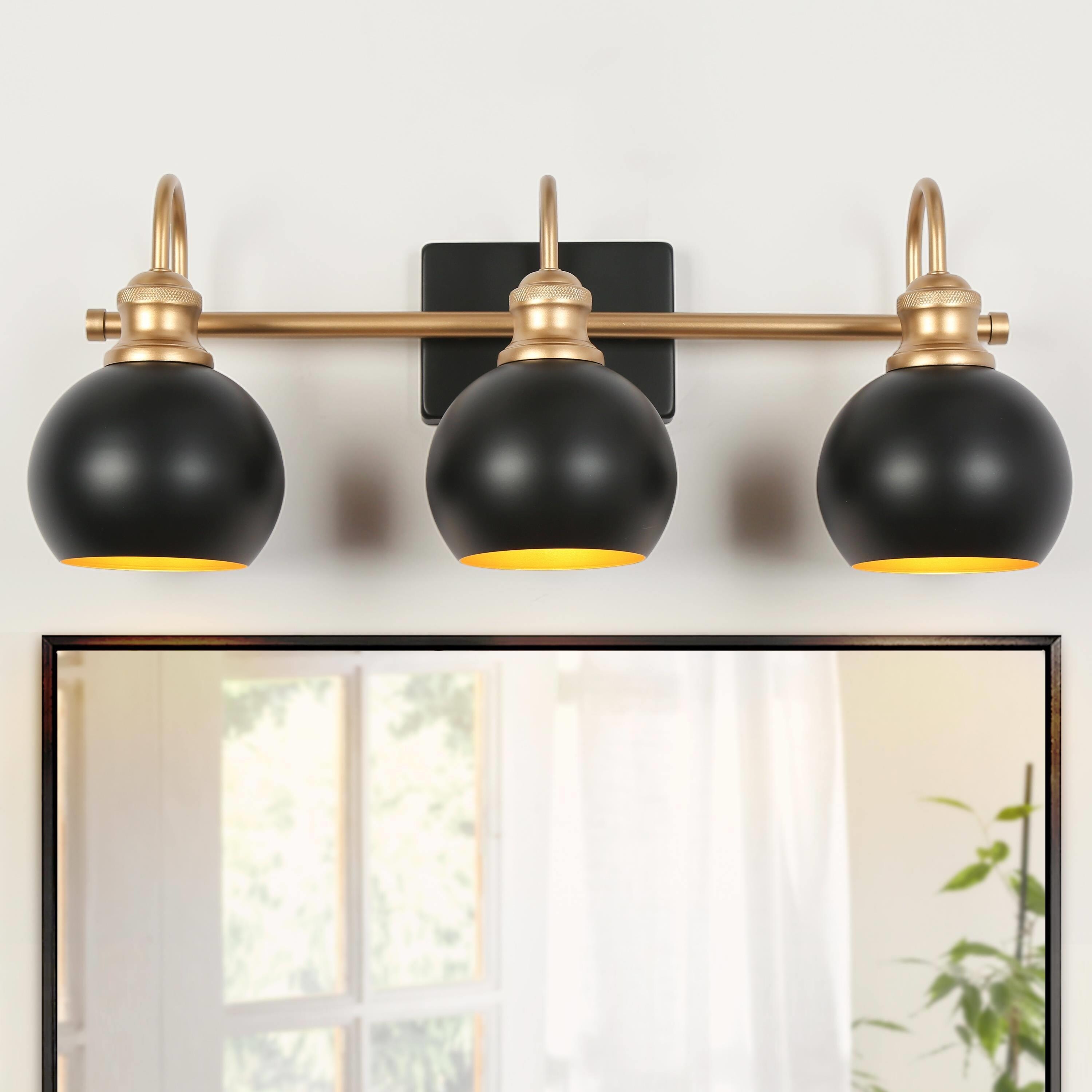 Alestair Modern Farmhouse Metal Black Bathroom Vanity Lights Dimmable Globe Wall Sconces - Mycitystee