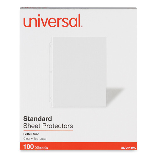 Universal Top-Load Poly Sheet Protectors， Standard， Letter， Clear， 100/Box (21125) - Mycitystee