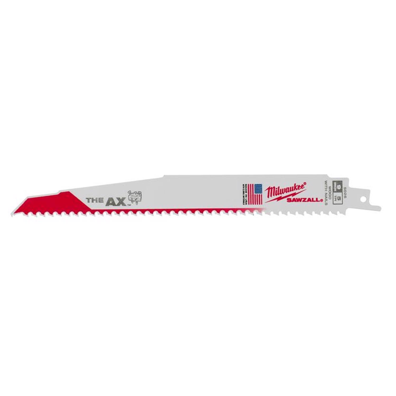 Milwaukee The AX 9 in. Bi-Metal Demo Reciprocating Saw Blade 5 TPI 1 pk - Mycitystee