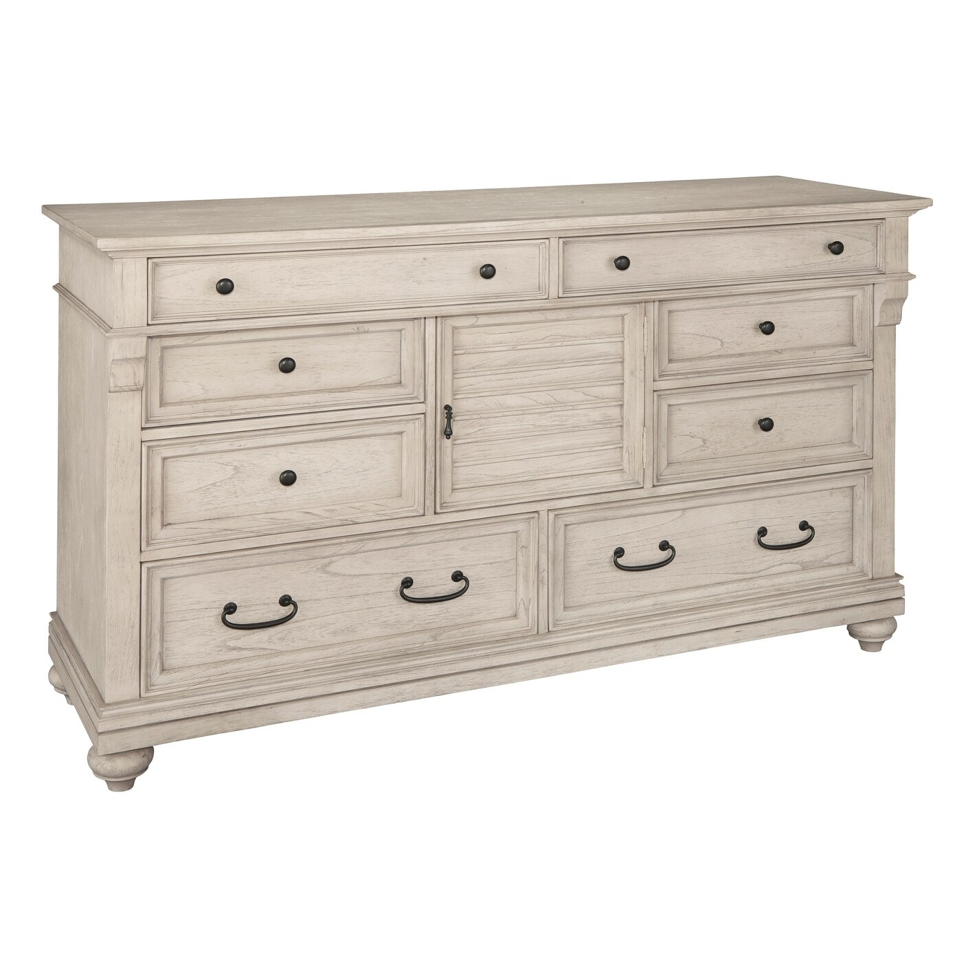 Hekman Furniture Homestead Coastal， Beachy， Charming Style， Antique White or Brown Large Bedroom Louvered Dresser - - 24230421 - Mycitystee
