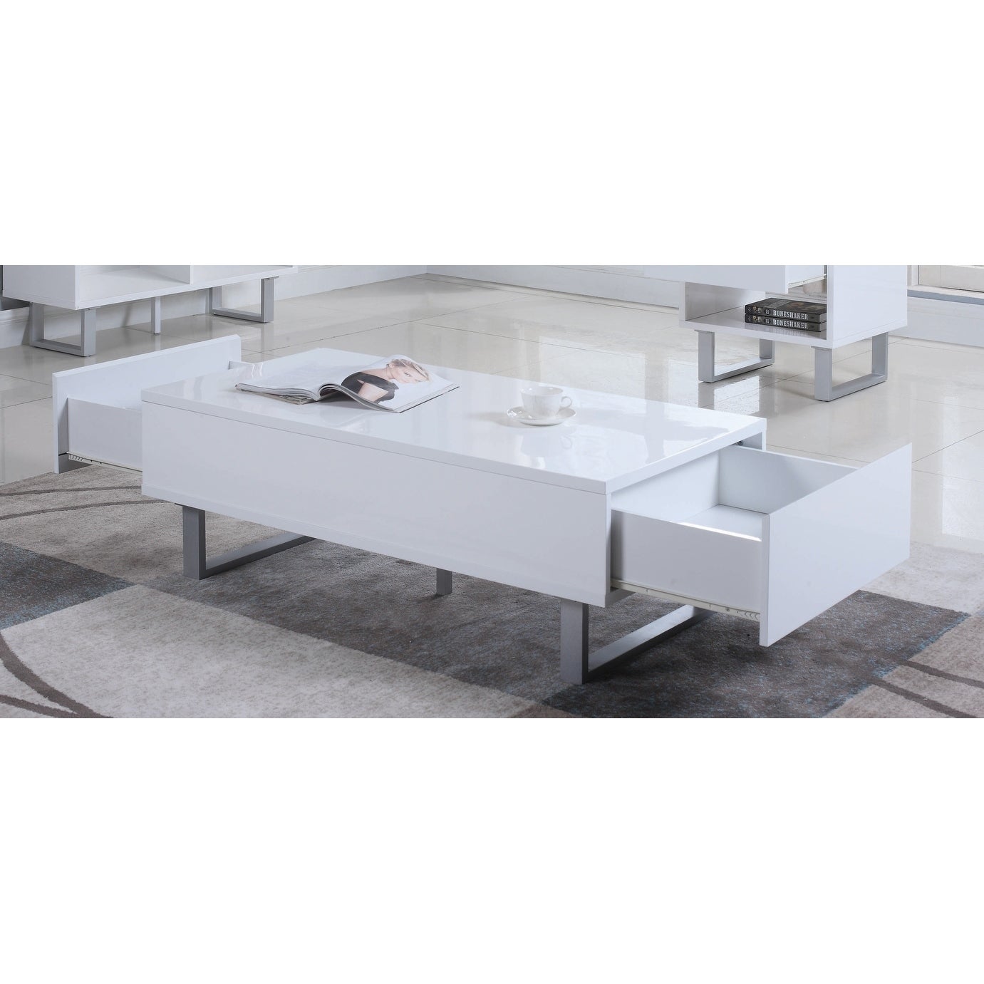 Coaster Furniture Atchison High Glossy White 2-drawer Coffee Table - Mycitystee