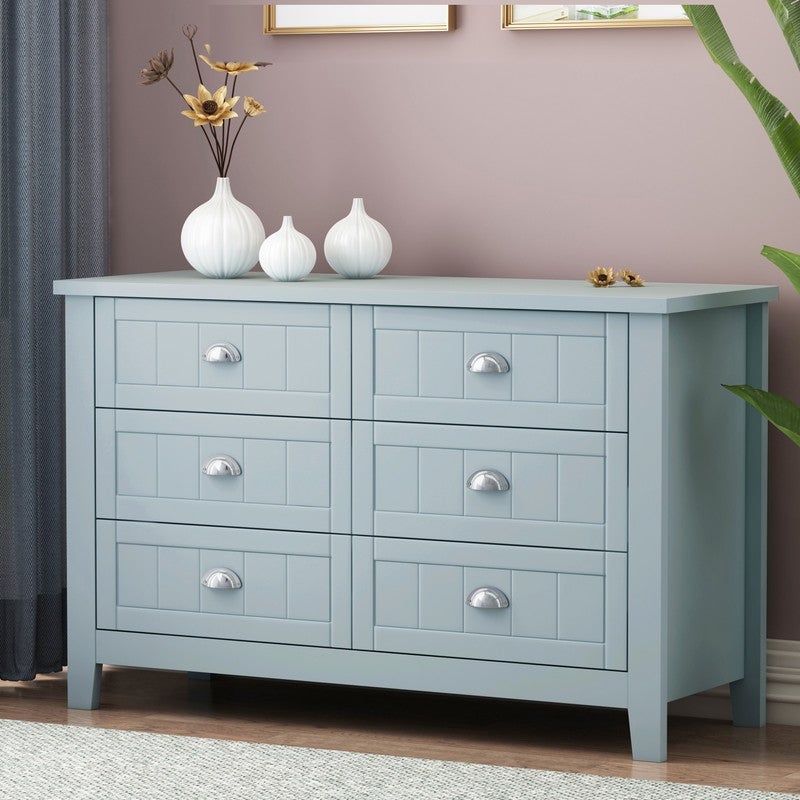 47 inch Retro 6-Drawer Wooden Storage Dresser - - 37070877 - Mycitystee