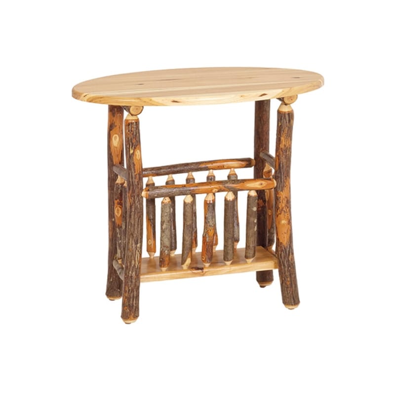 Hickory Log Oval Magazine End Table - Mycitystee