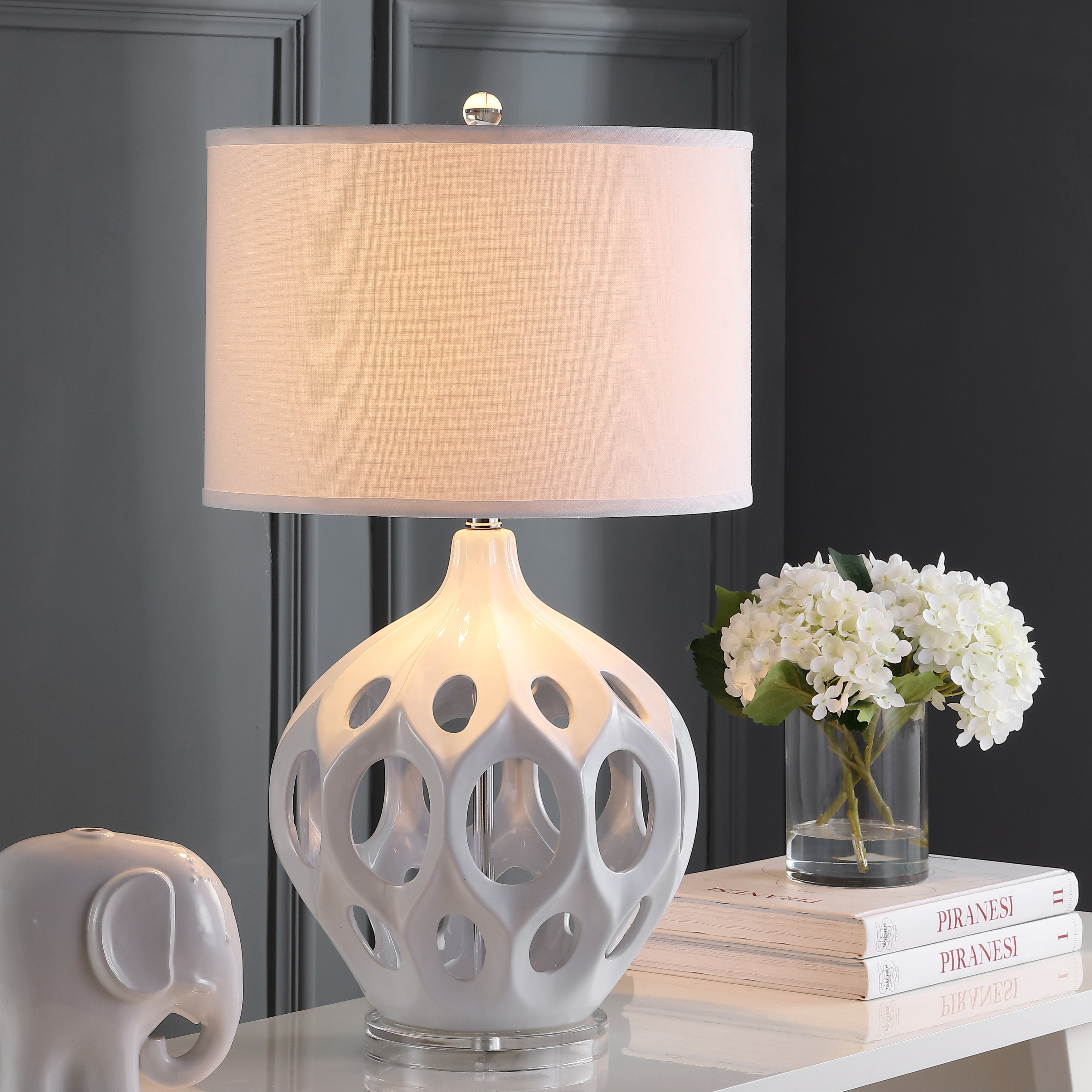 SAFAVIEH Lighting 29-inch White Regina Ceramic Table Lamp. - 16