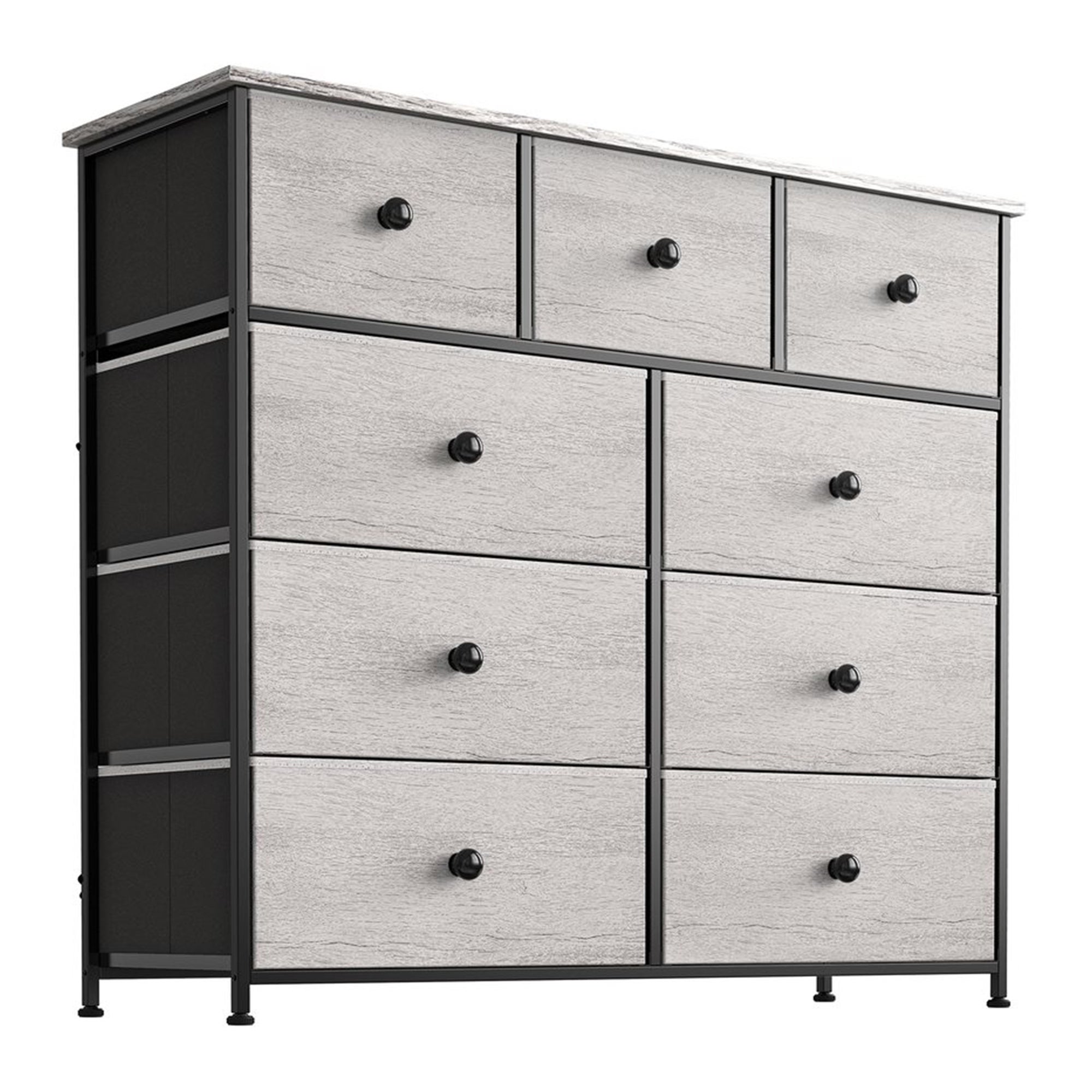 REAHOME 9 Drawer Steel Frame Bedroom Storage Organizer Chest Dresser， Dark Taupe - - 36795282 - Mycitystee