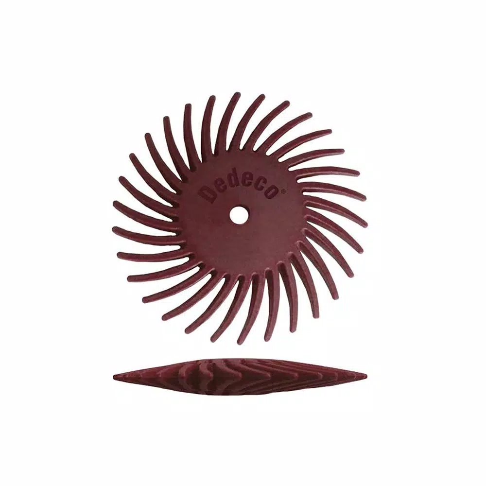 Dedeco Sunburst 7/8 in. Knife-Edge Radial Discs and#8211; 1/16 in. Standard 220-Grit Arbor Rotary Polishing Tool (12-Pack) and#8211; XDC Depot - Mycitystee