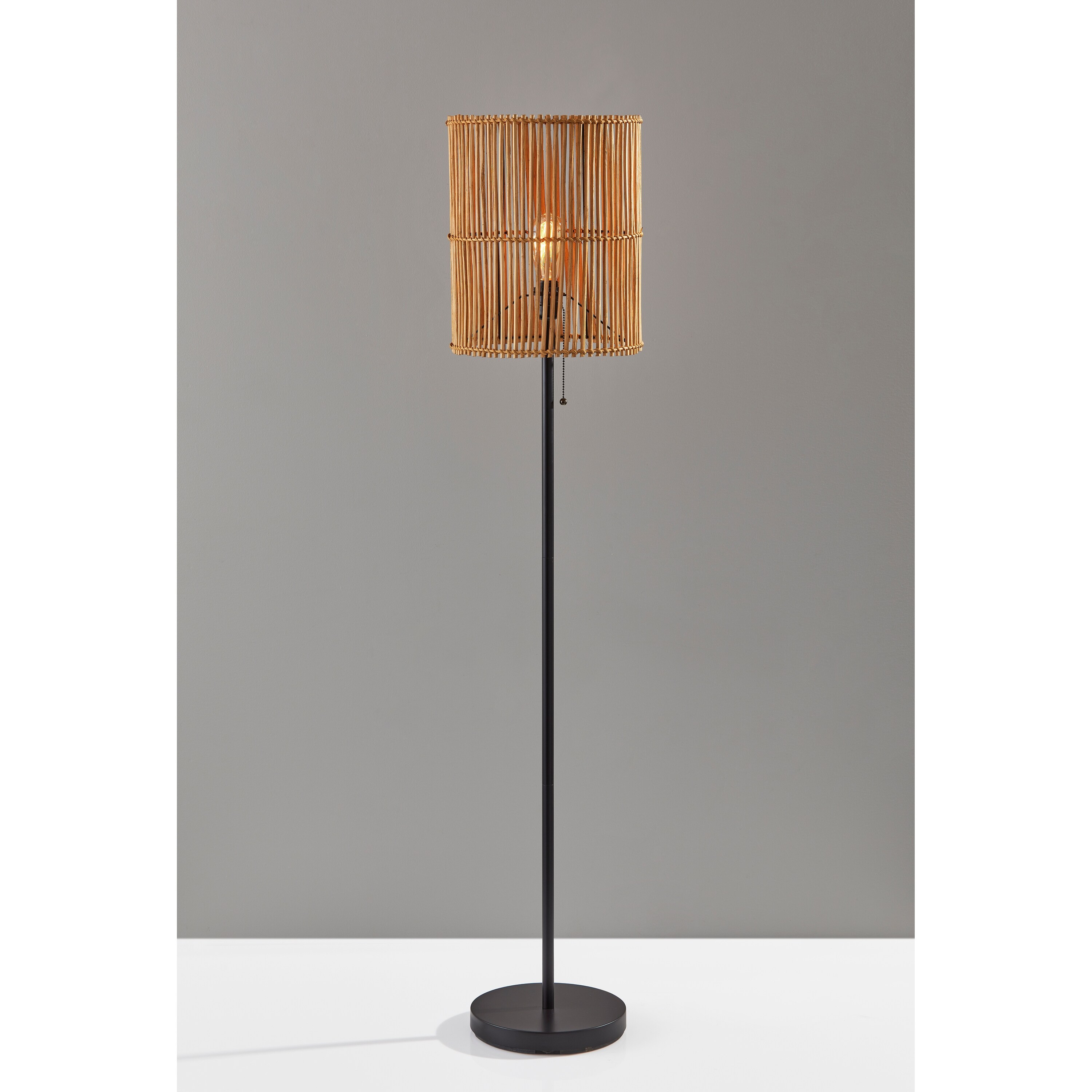 The Curated Nomad Sabla Dark Bronze Floor Lamp with Rattan Shade - Mycitystee