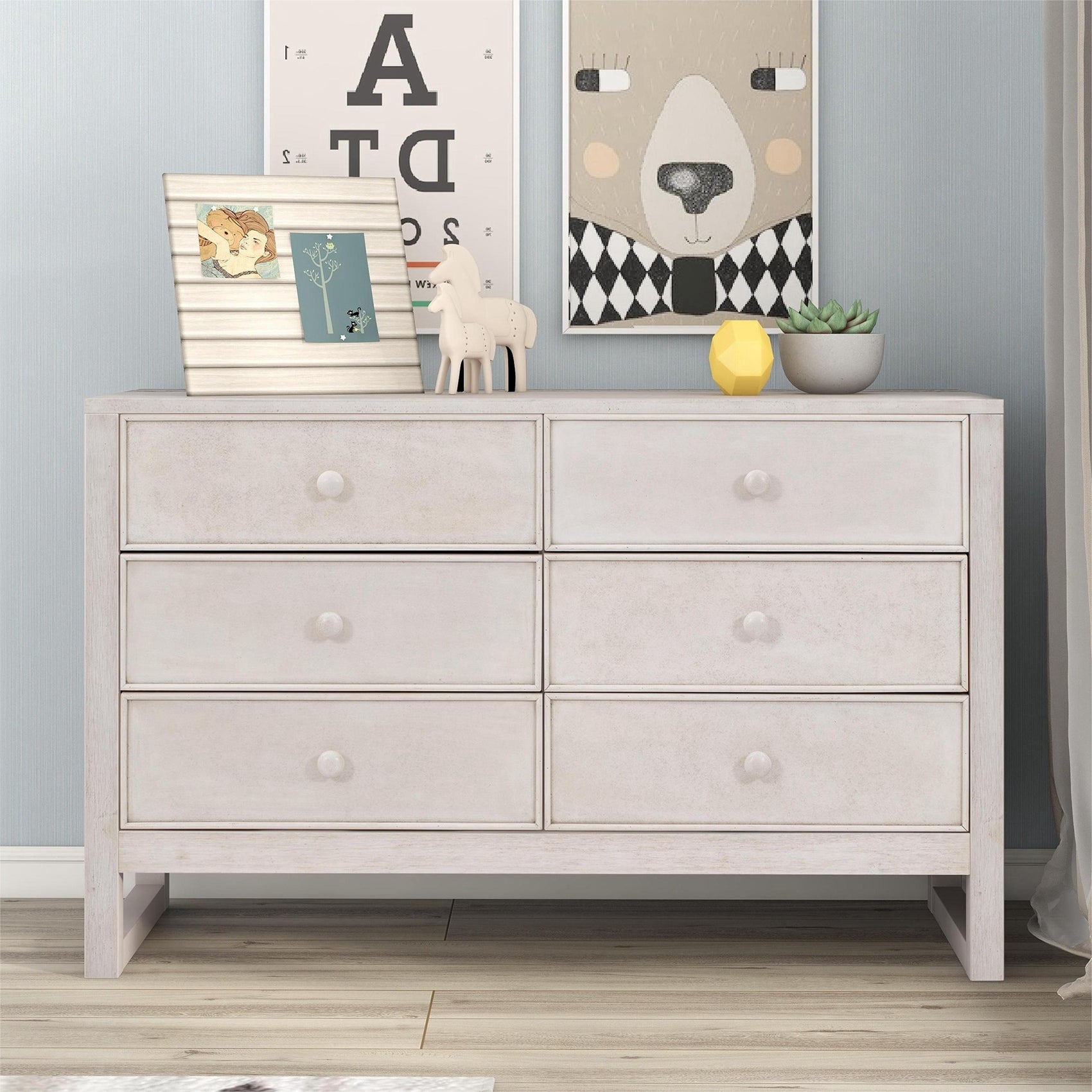 Rustic Wooden Dresser with 6 Drawers - - 37841260 - Mycitystee