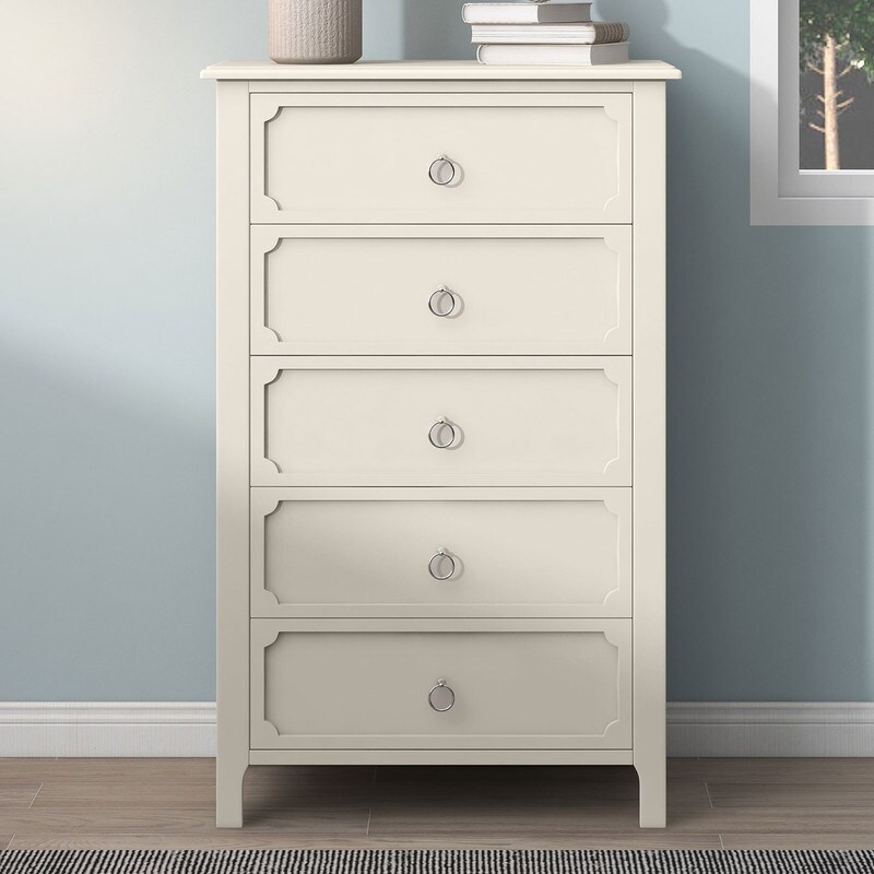 Wooden 5-drawer Chest with Silver Metal Handles - - 37704372 - Mycitystee