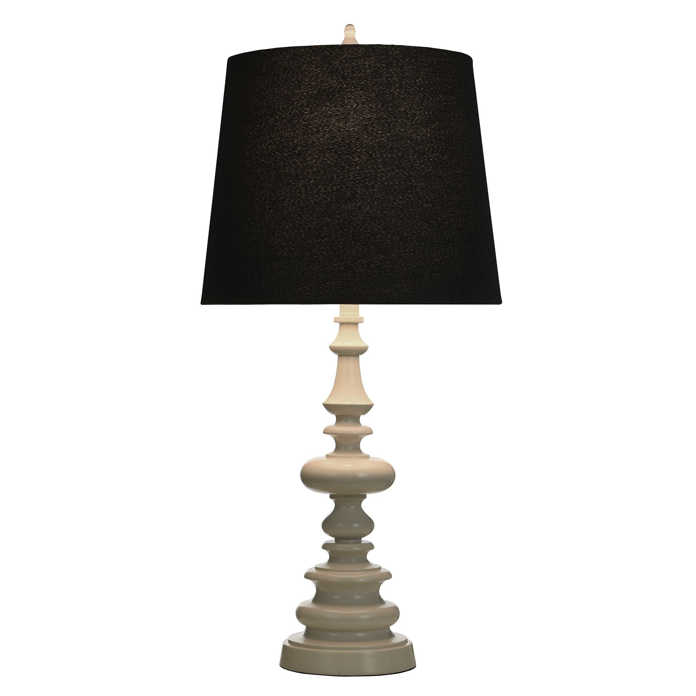 StyleCraft Poly Table Lamp - Cream Finish - Black Linen Shade - Mycitystee