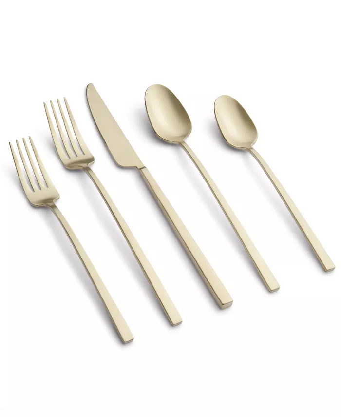 Cambridge Silversmiths Damaris Champagne Satin Flatware Set， 20 Piece - Mycitystee