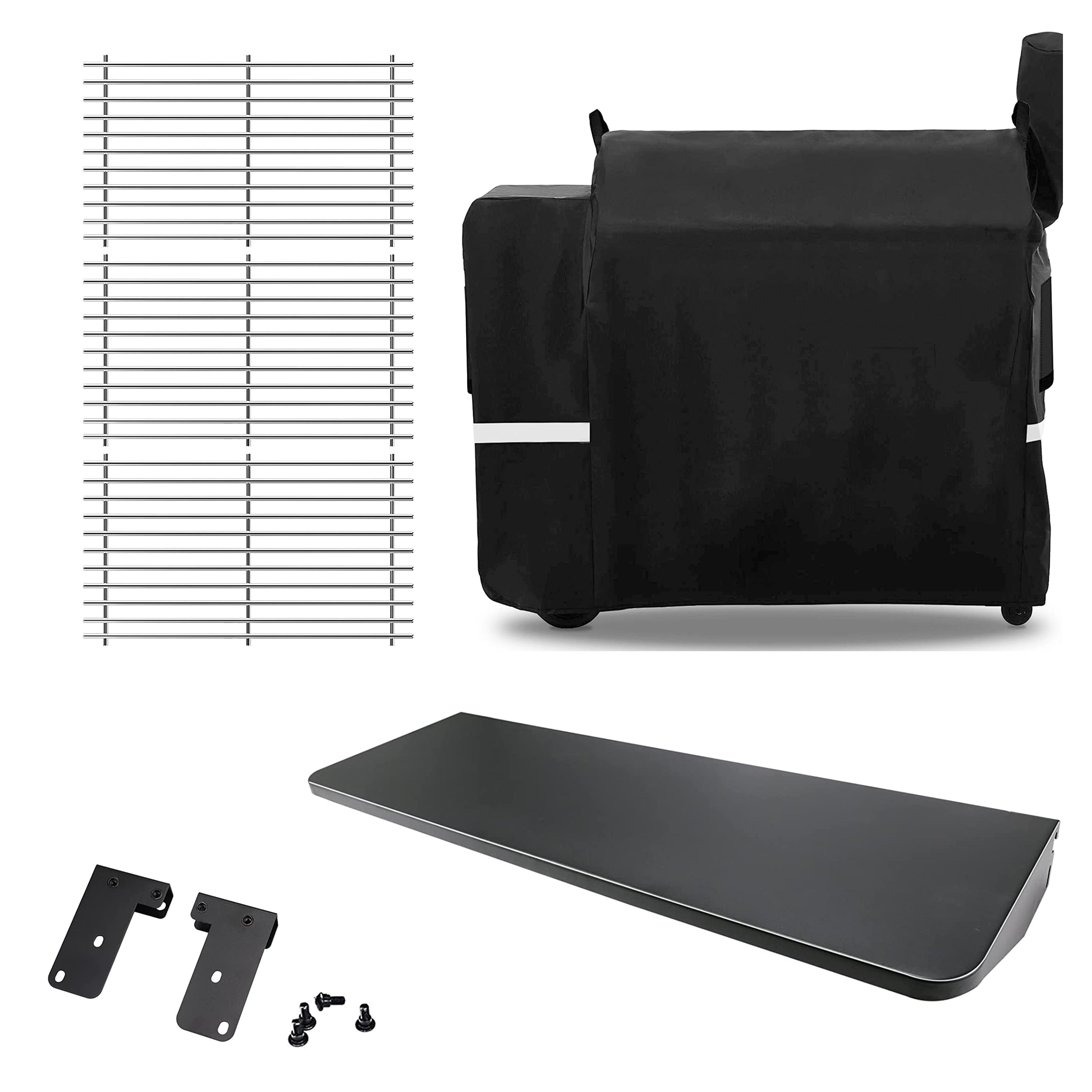 Cooking Grates + Folding Shelf + Grill Cover for Traeger Pro 34 Series, Texas Elite 34 Wood Pellet Grill Smoker - Mycitystee