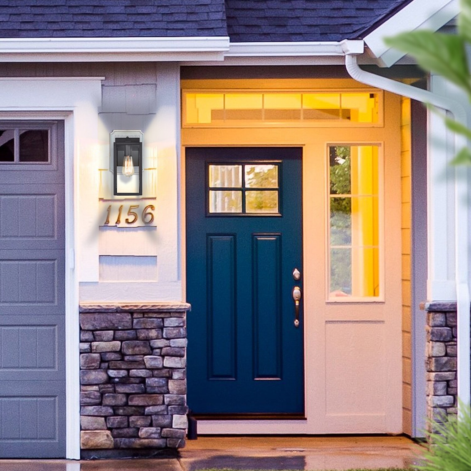 Dusk to Dawn Outdoor Porch Light， Rust-Proof Matte Black Wall Light Doorway - 11.25*5*6.25 - Mycitystee