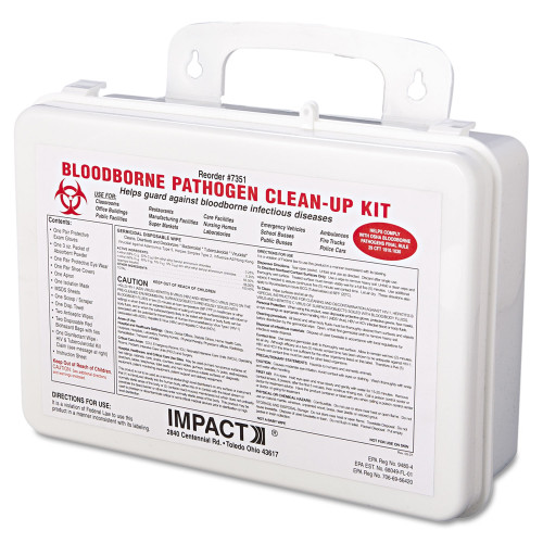 Impact Bloodborne Pathogen Cleanup Kit， 10 x 7 x 2.5， OSHA Compliant， Plastic Case (7351) - Mycitystee