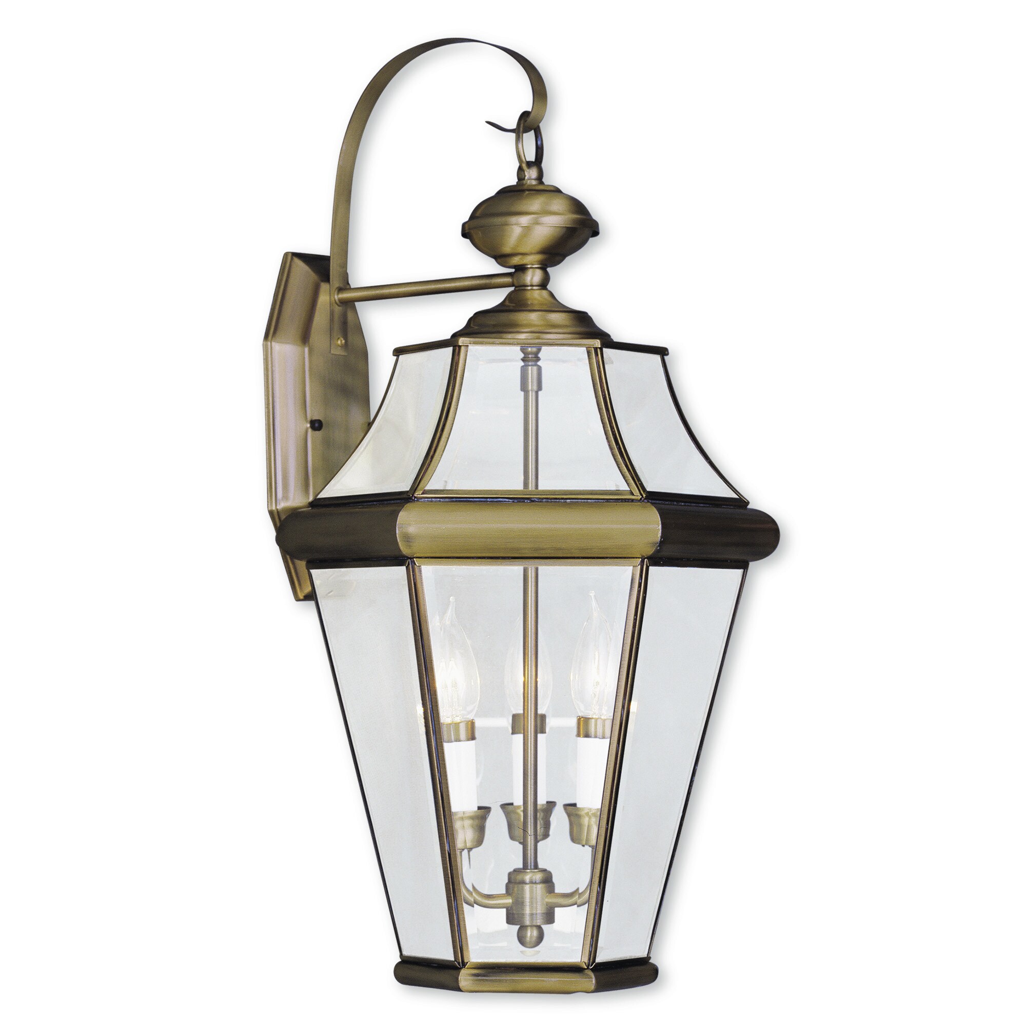 Livex Lighting Georgetown Gold Brass 3-light Outdoor Wall Lantern Shopping - The Best Deals on Outdoor Wall Lanterns | 18909443 - Mycitystee