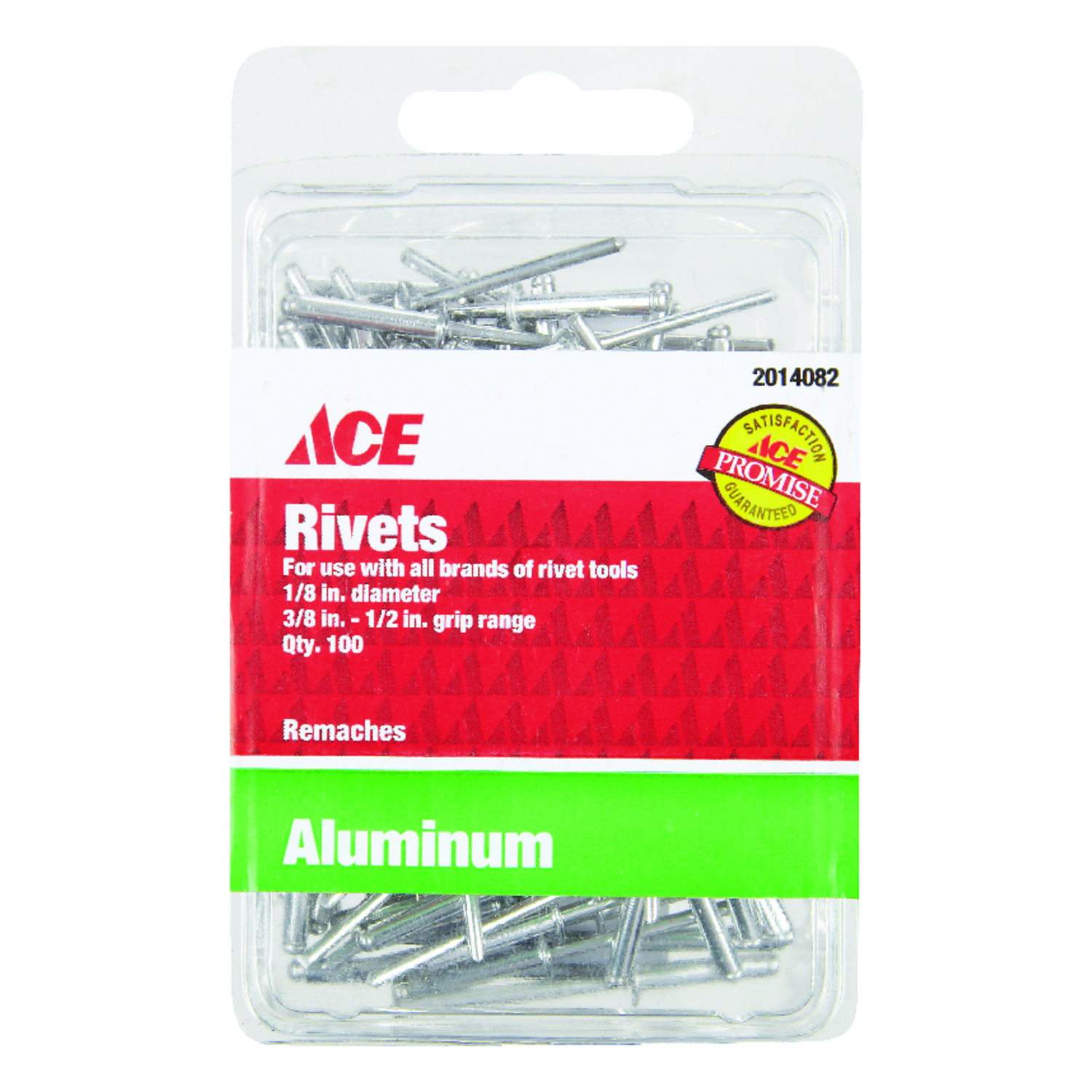 Ace 1/8 in. D X 1/2 in. Aluminum Rivets Silver 100 pk - Mycitystee
