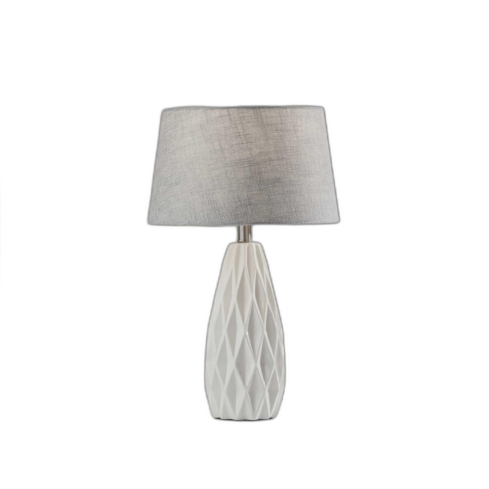 Set of 2 White Ceramic Geometric Base Table Lamp - 13.75 x 13.75 x 22.5 - Mycitystee